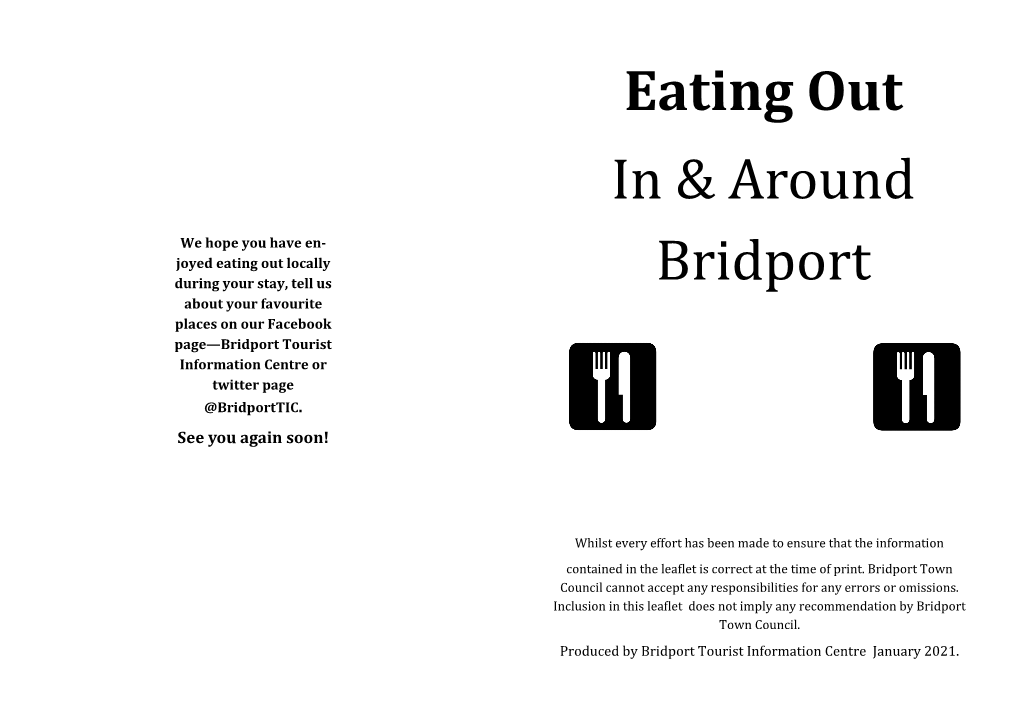 Eating out in & Around Bridport