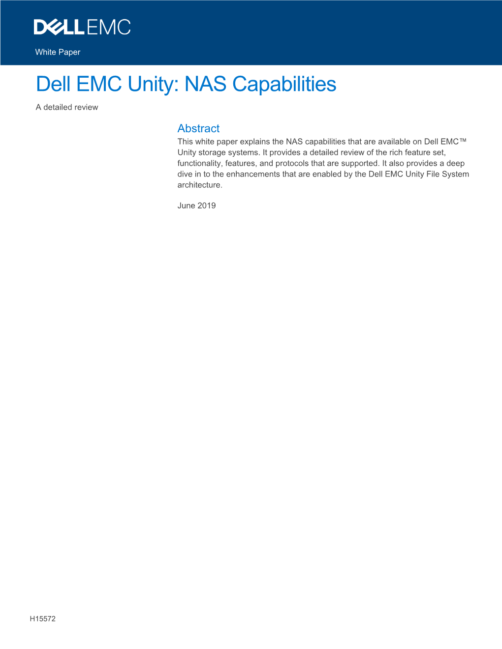 Dell EMC Unity: NAS Capabilities White Paper