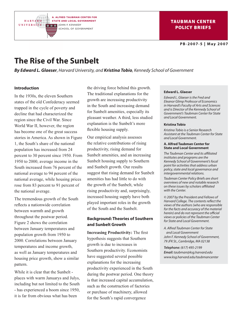 The Rise of the Sunbelt by Edward L