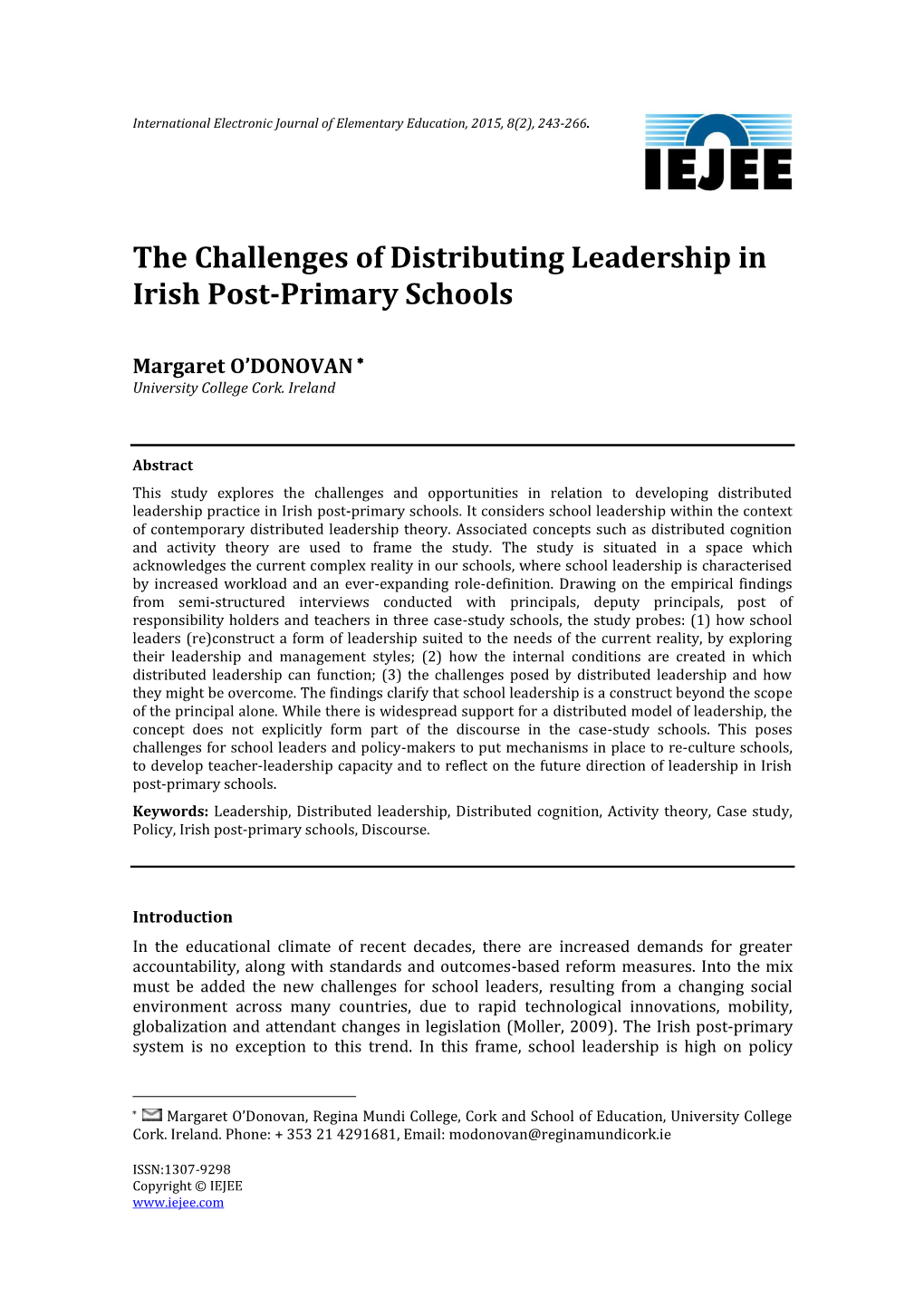 The Challenges of Distributing Leadership in Irish Post-Primary Schools