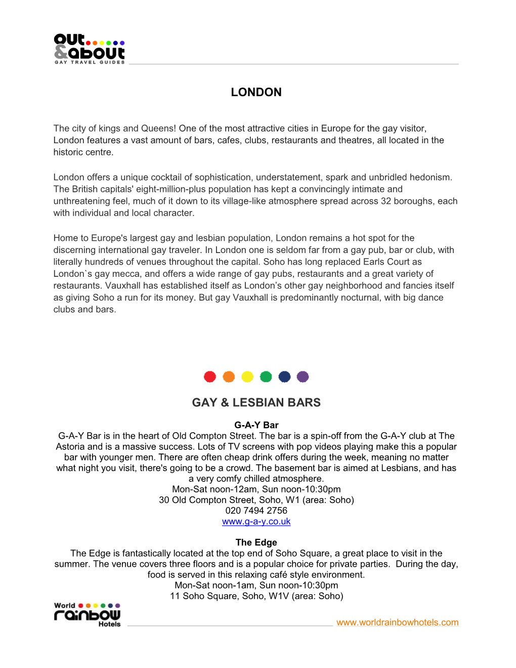 London Gay & Lesbian Bars