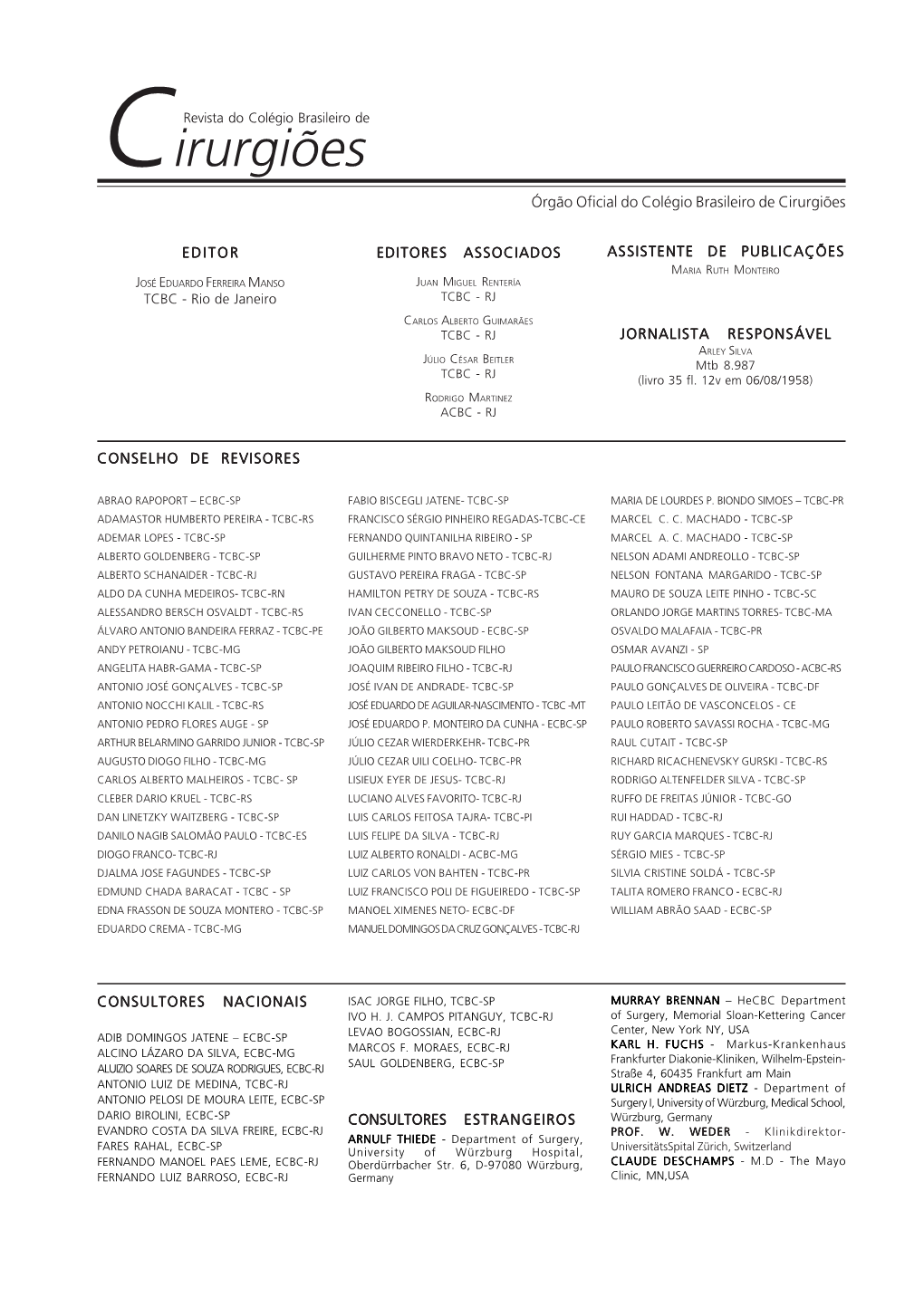 Cirurgiões Órgão Oficial Do Colégio Brasileiro De Cirurgiões