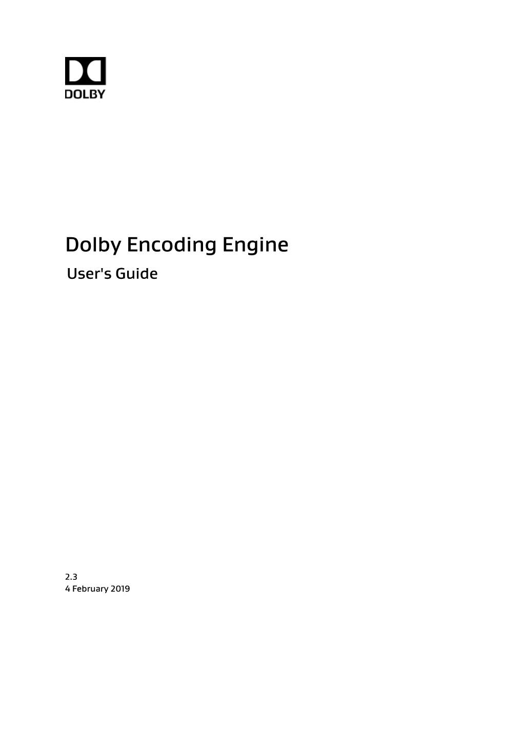 Dolby Encoding Engine User's Guide