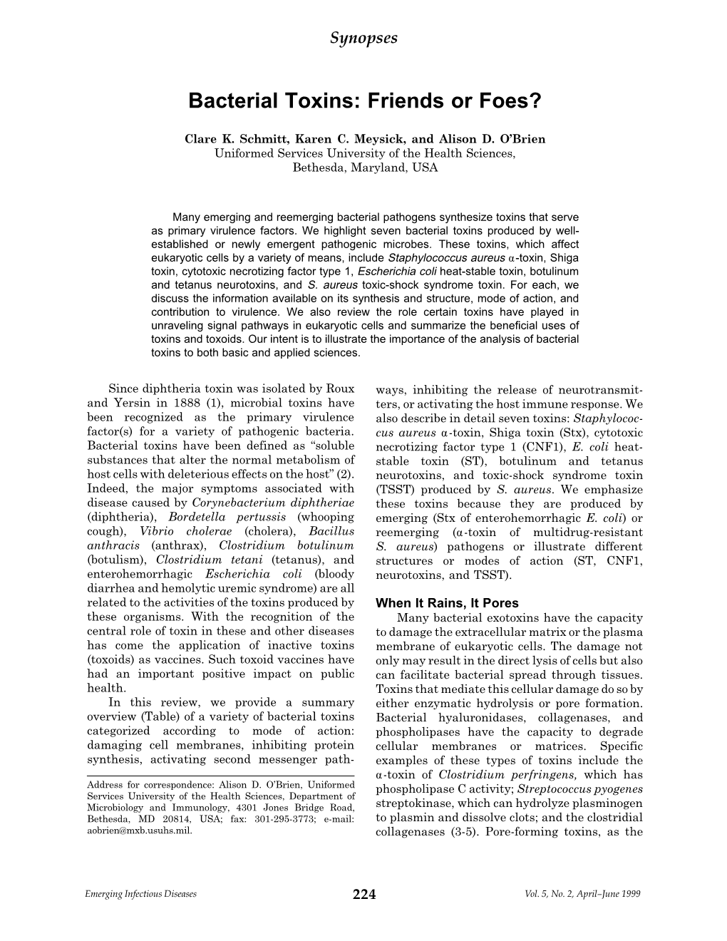 Bacterial Toxins: Friends Or Foes?