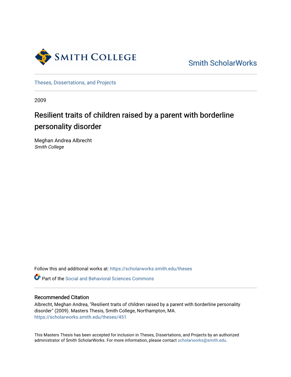 Resilient Traits of Children Raised by a Parent with Borderline Personality Disorder