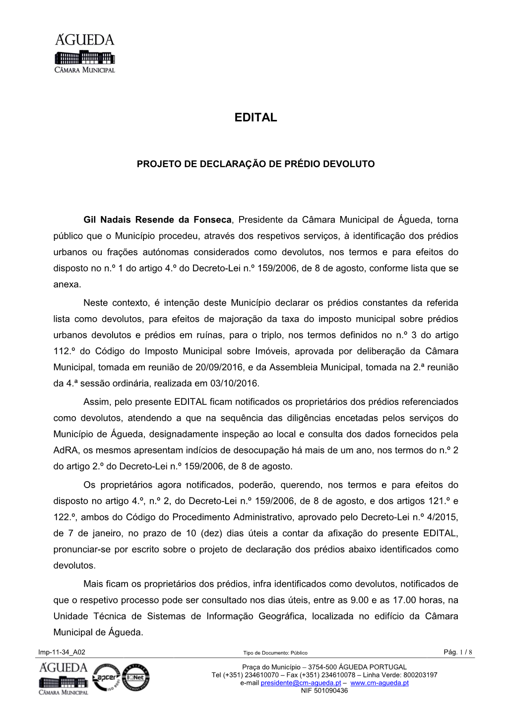 3 º Edital Predios Devolutos