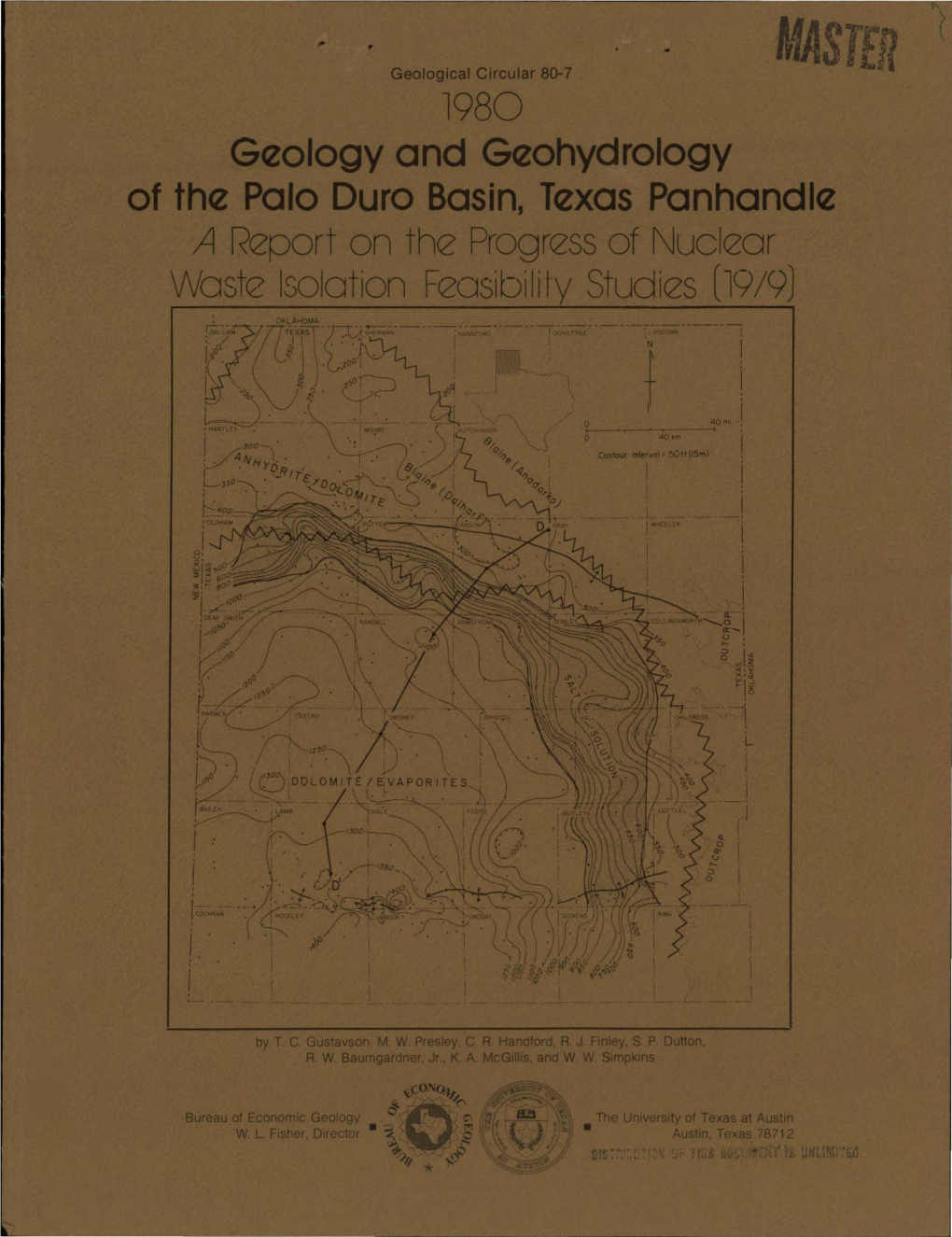 Geology and Geohydrology of the Palo Duro Basin, Texas Panhandle a Report on the Progress of Nuclear Waste Isolation Feasibilily Studies (L9/9]