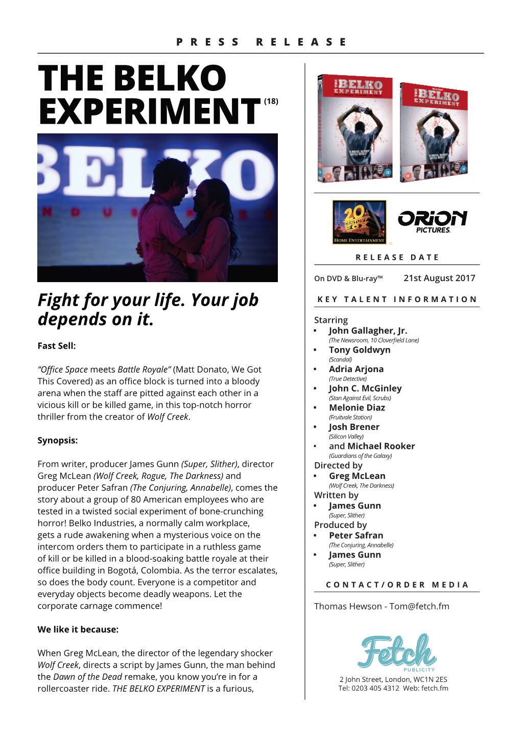 The Belko Experiment HE Press Release.Indd