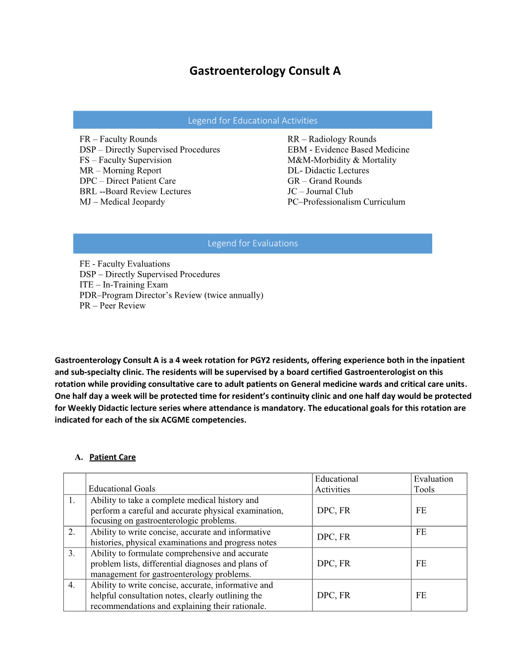 Gastroenterology Consult A