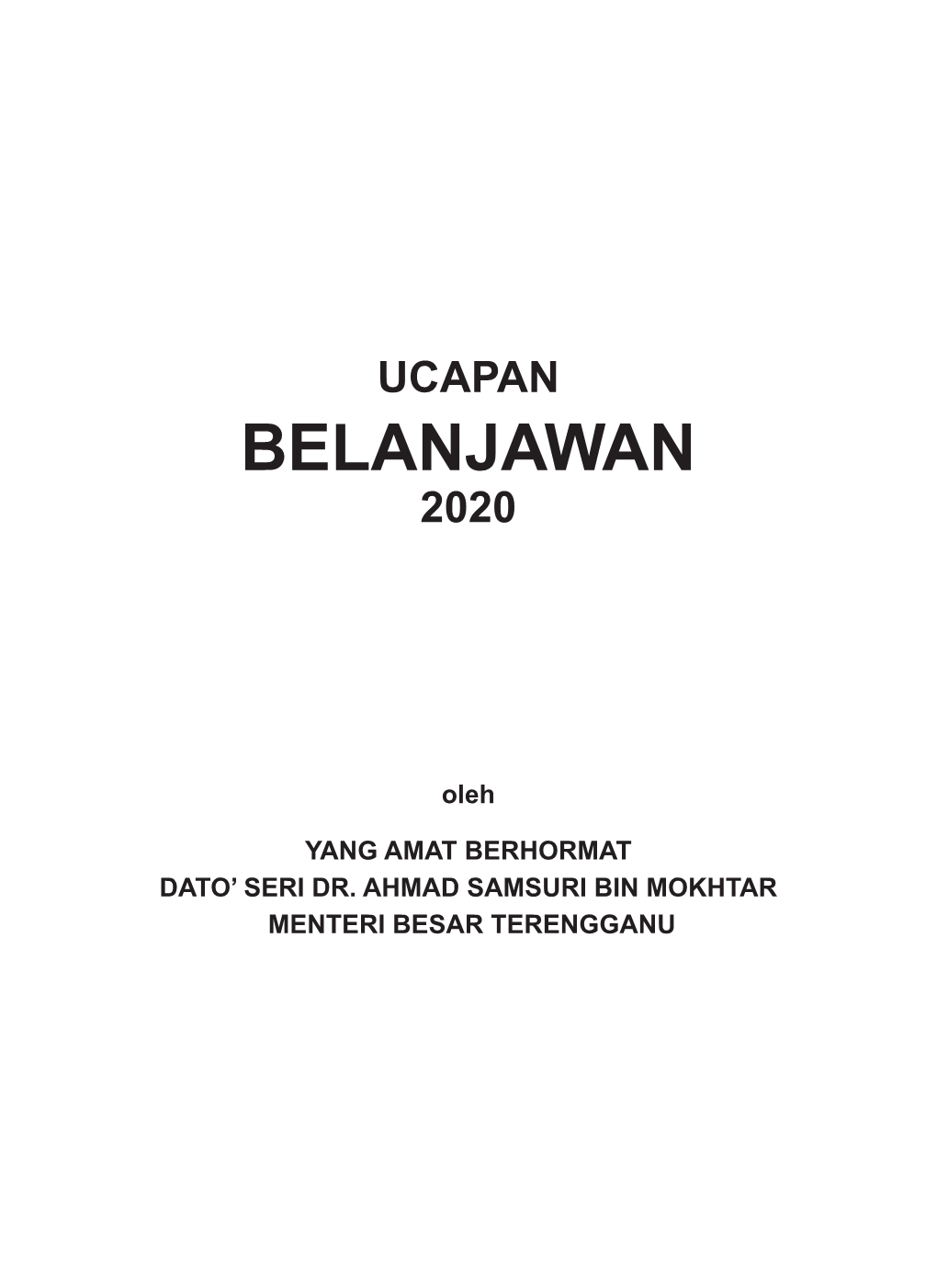 Ucapan Belanjawan Terengganu 2020