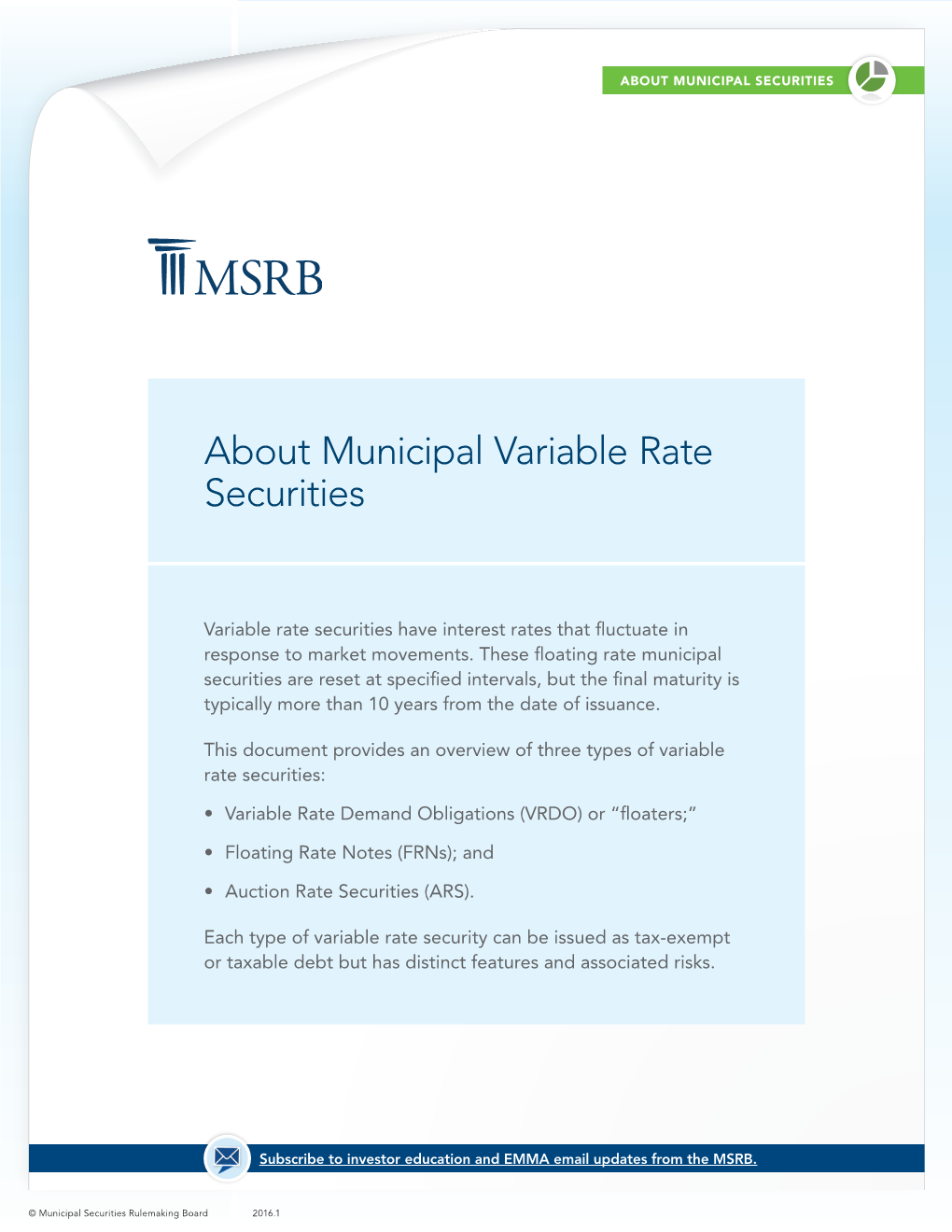 About Municipal Variable Rate Securities