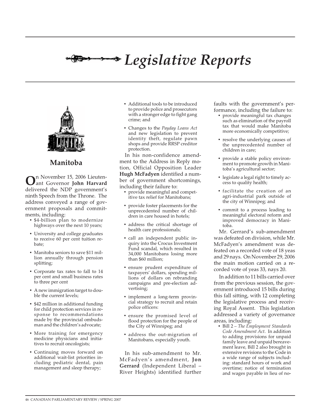 Legislative Reports