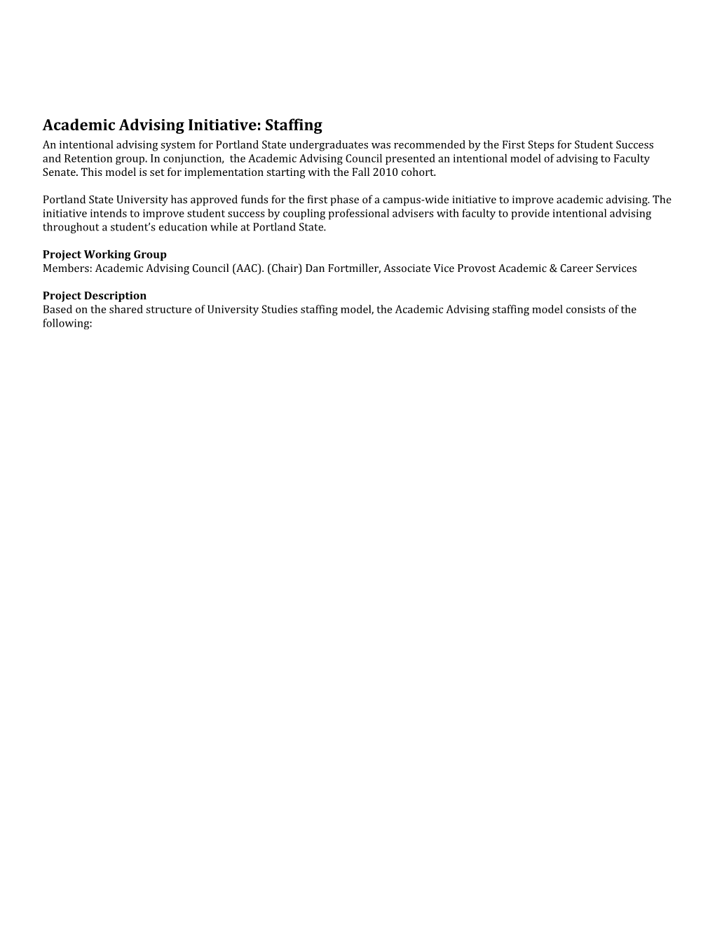 Academic Advising Initiative (Hiring Process)