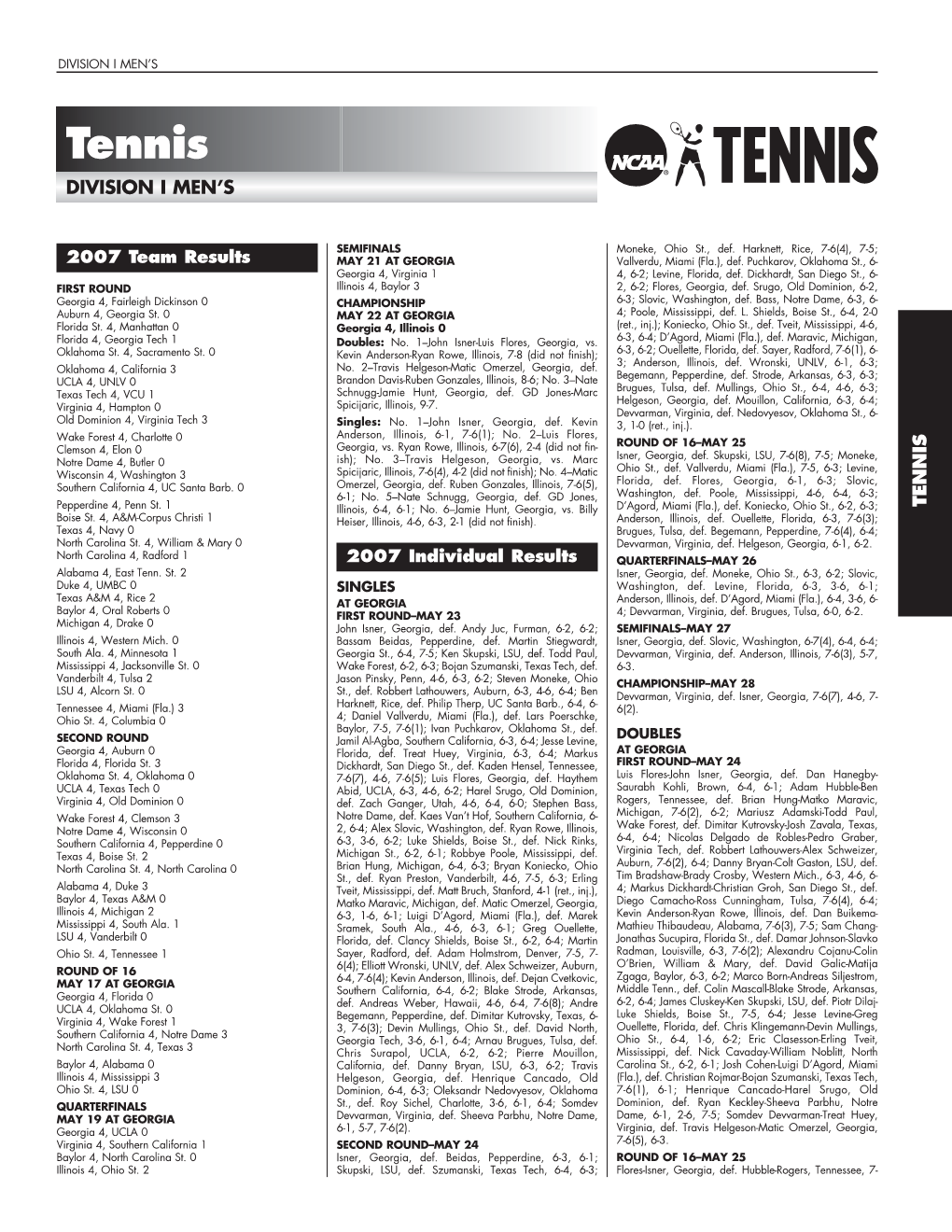 NCAA Men's Tennis Championship Records