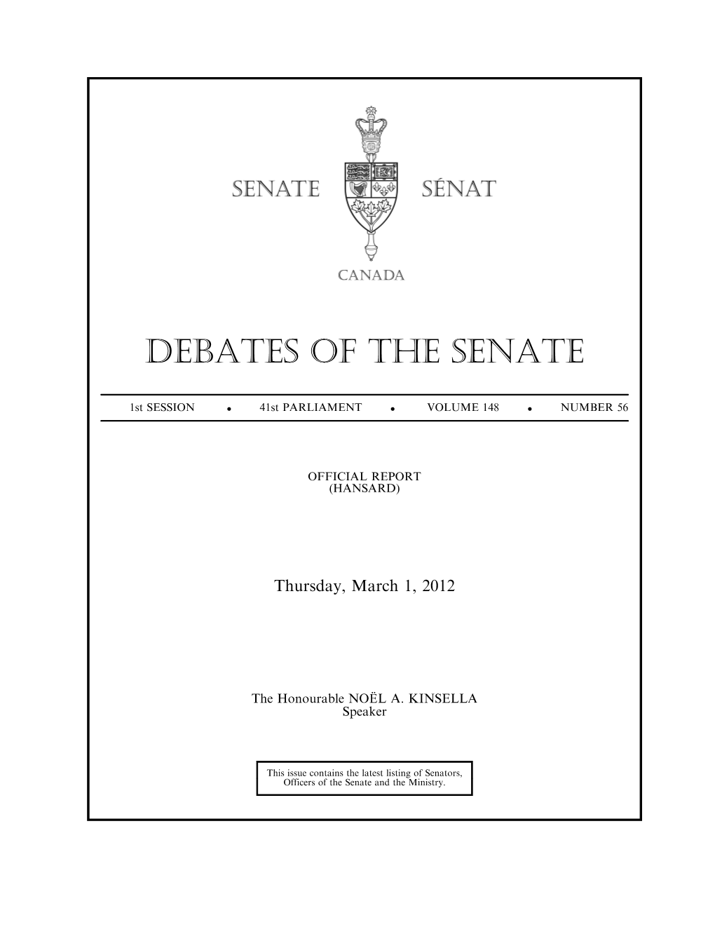 Debates of the Senate