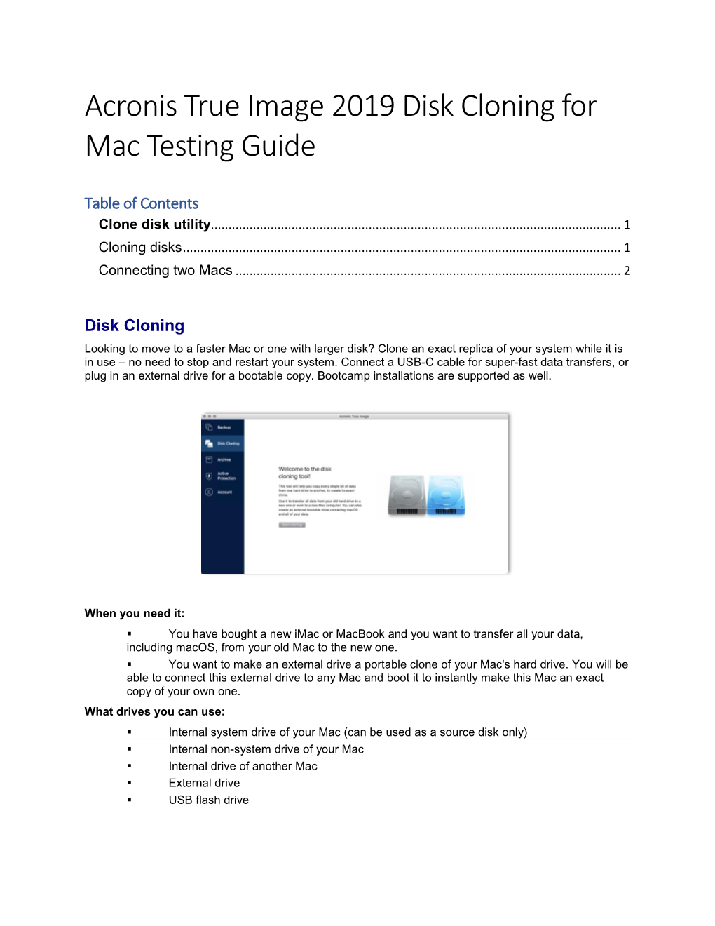 Acronis True Image 2019 Disk Cloning for Mac Testing Guide