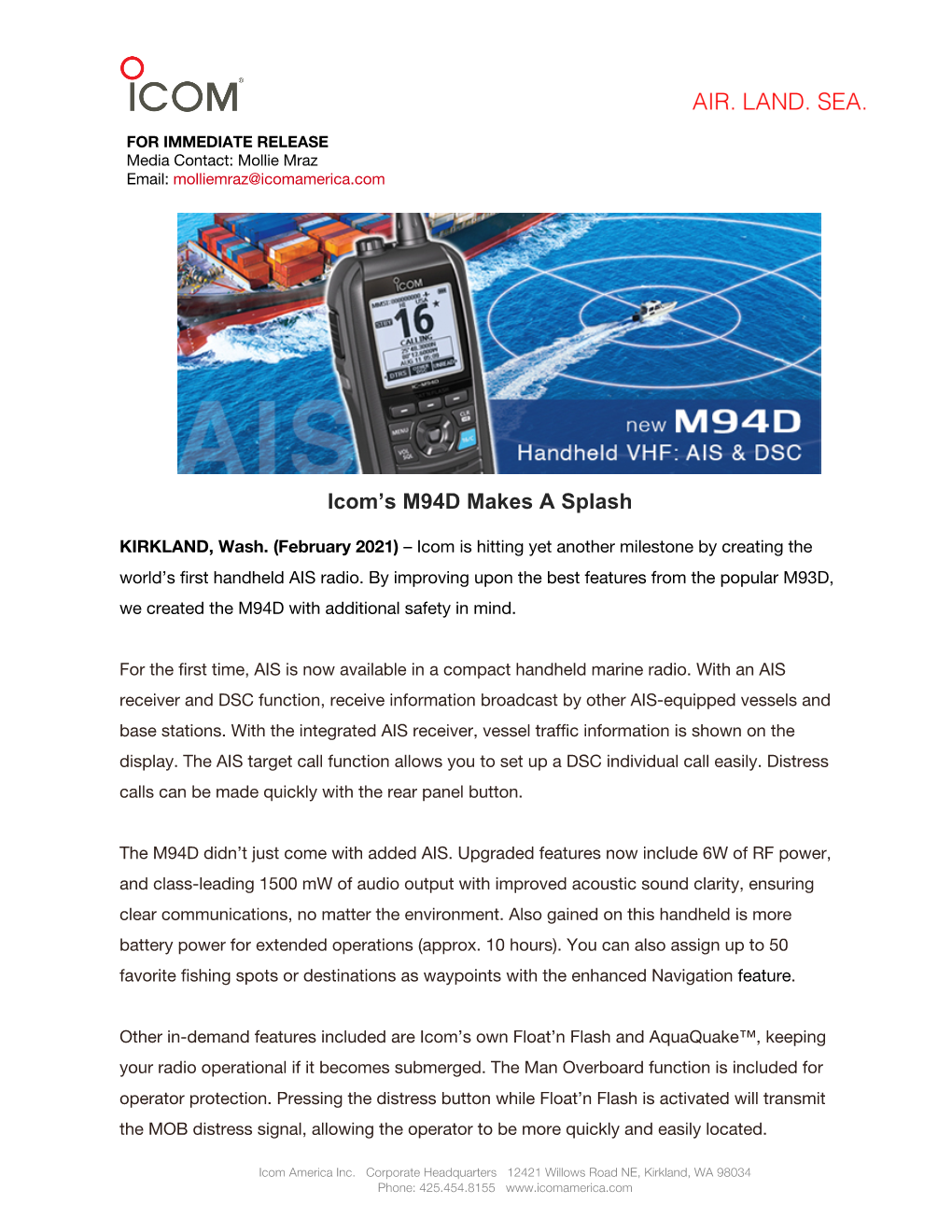 Icom's M94D Makes a Splash