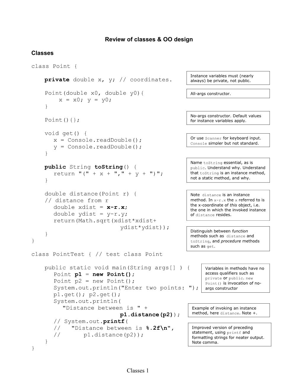 Review of Classes & OO Design