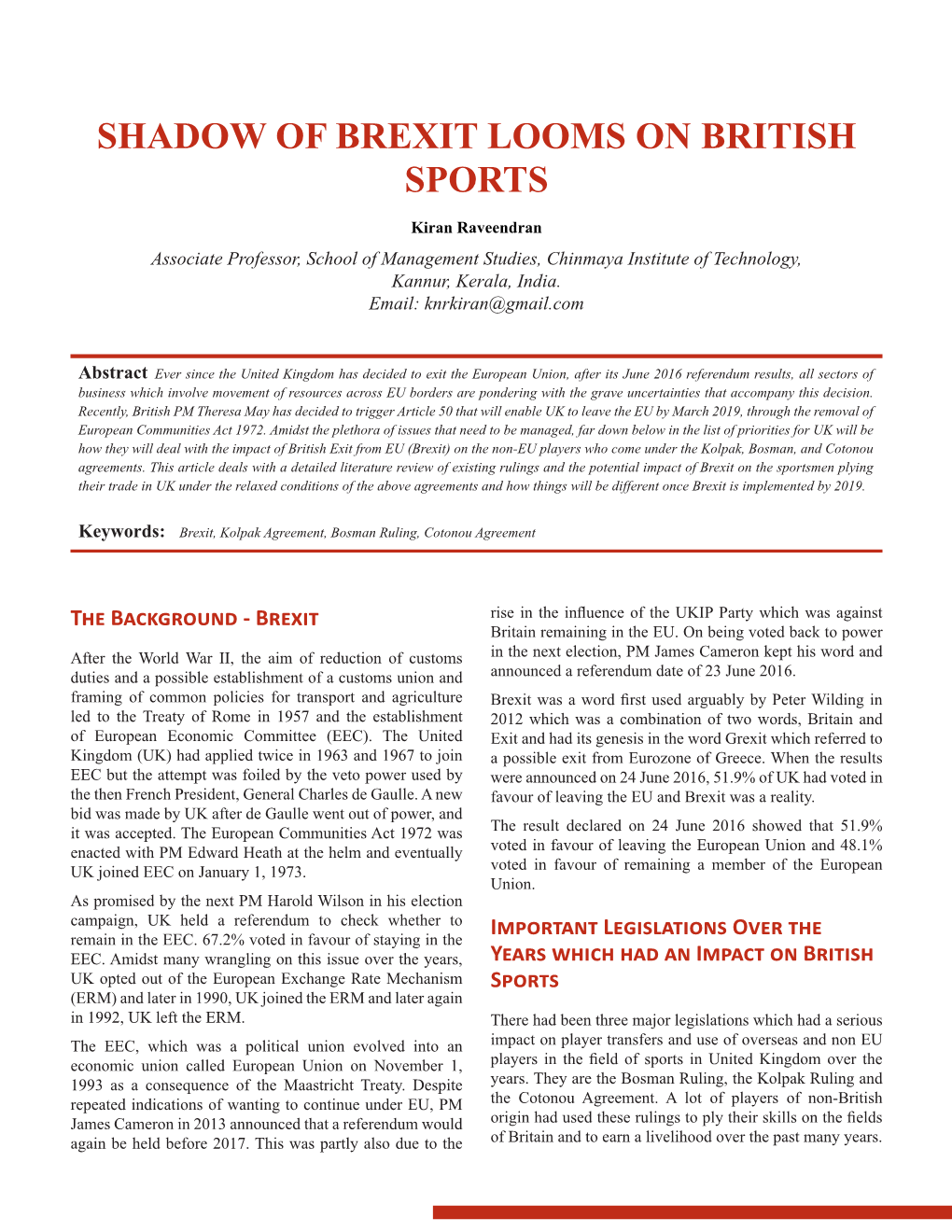 Shadow of Brexit Looms on British Sports