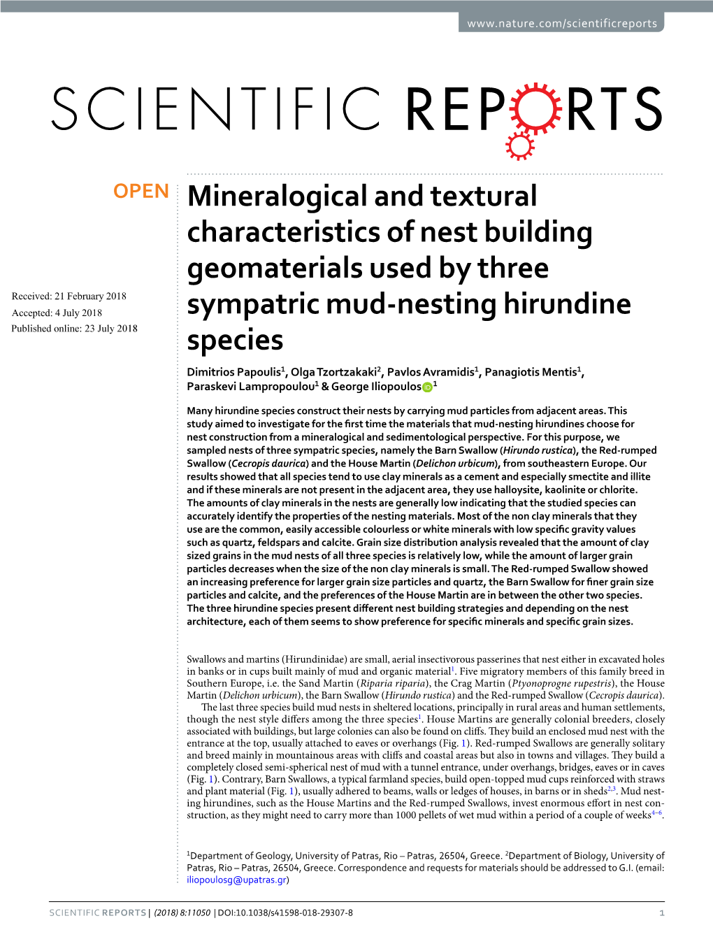 Mineralogical and Textural Characteristics of Nest Building