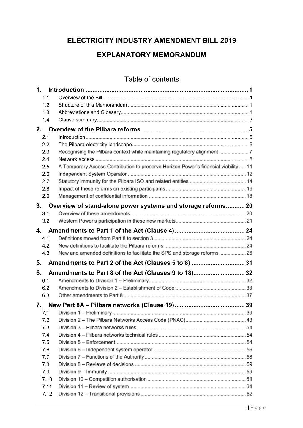 Electricity Industry Amendment Bill 2019 Explanatory Memorandum