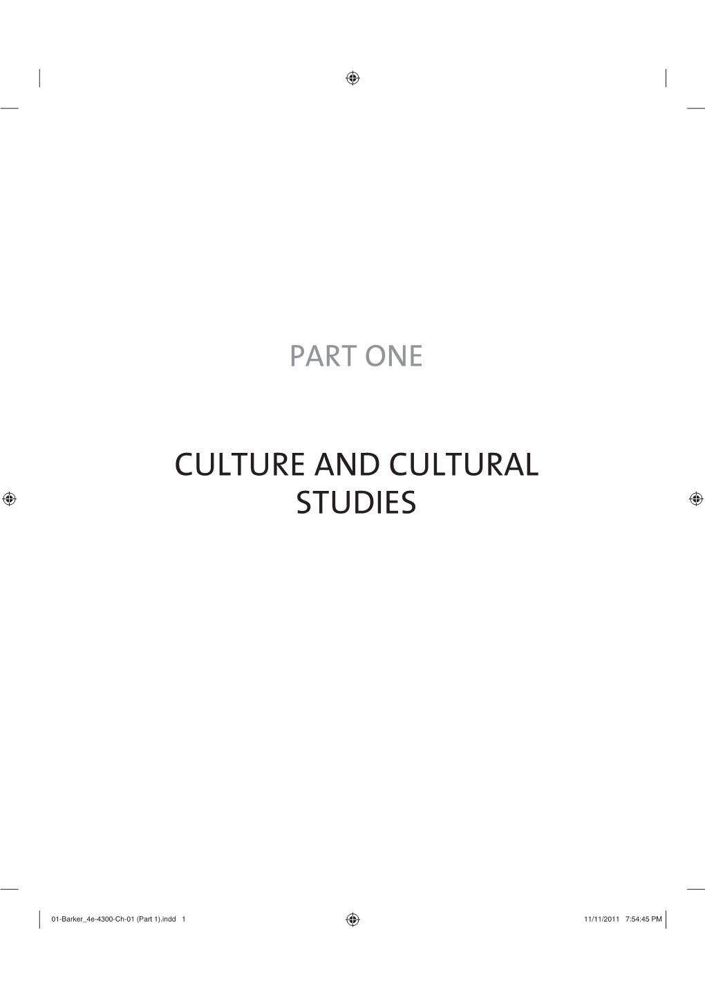 Culture and Cultural Studies