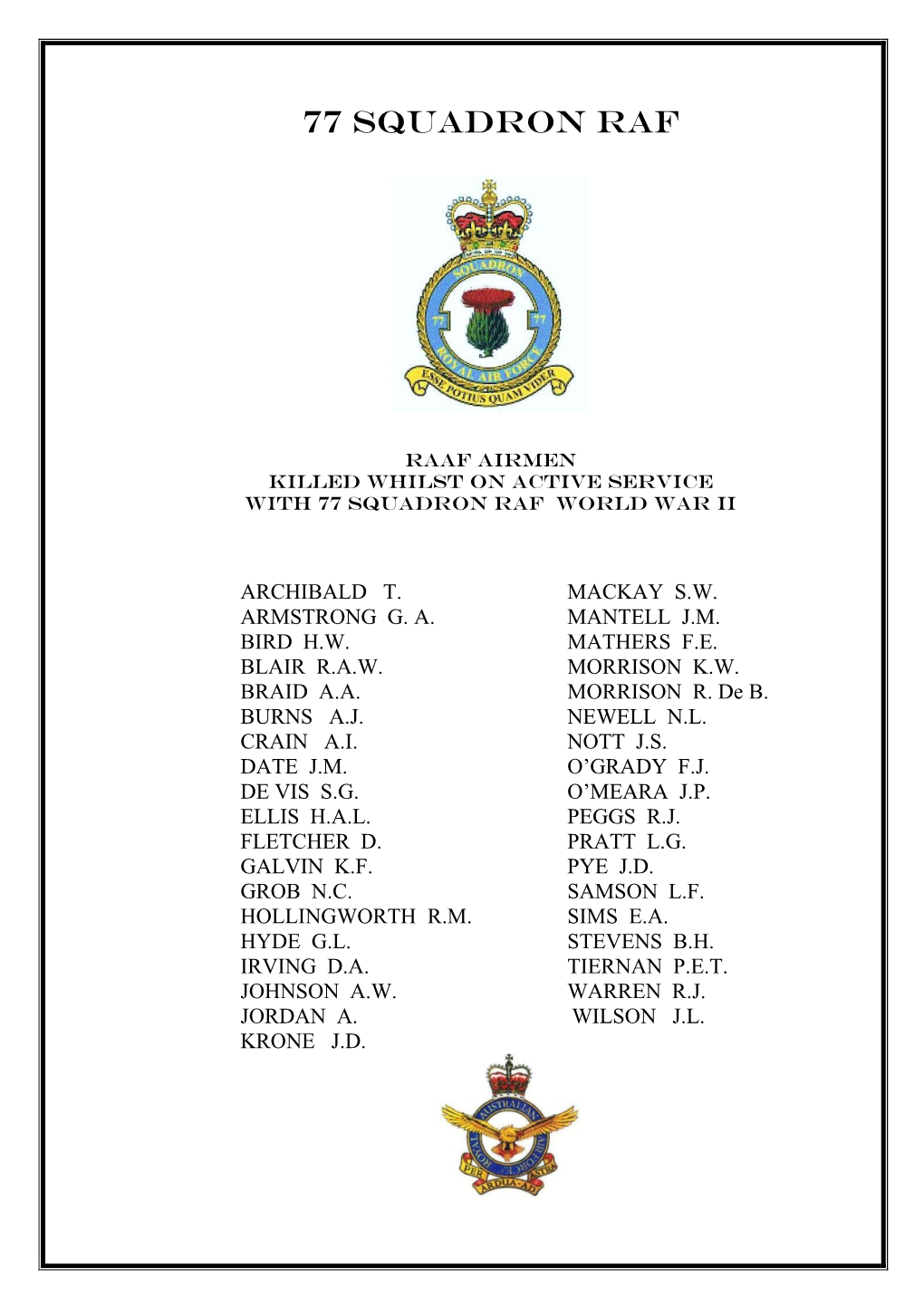 77 Squadron Raf