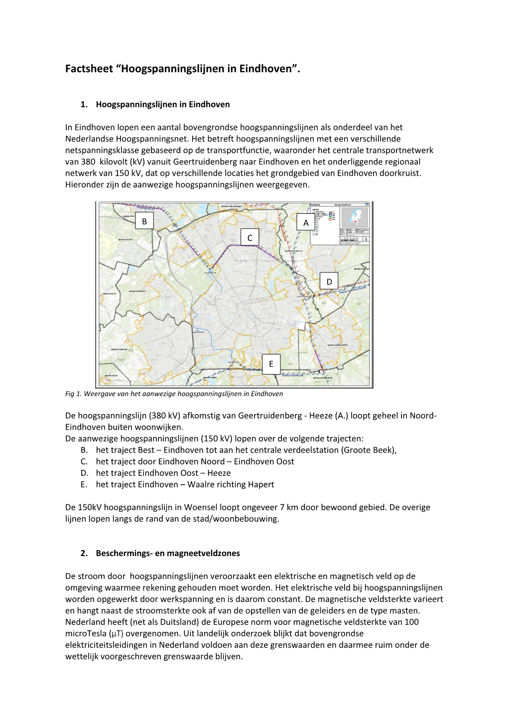 Factsheet “Hoogspanningslijnen in Eindhoven”