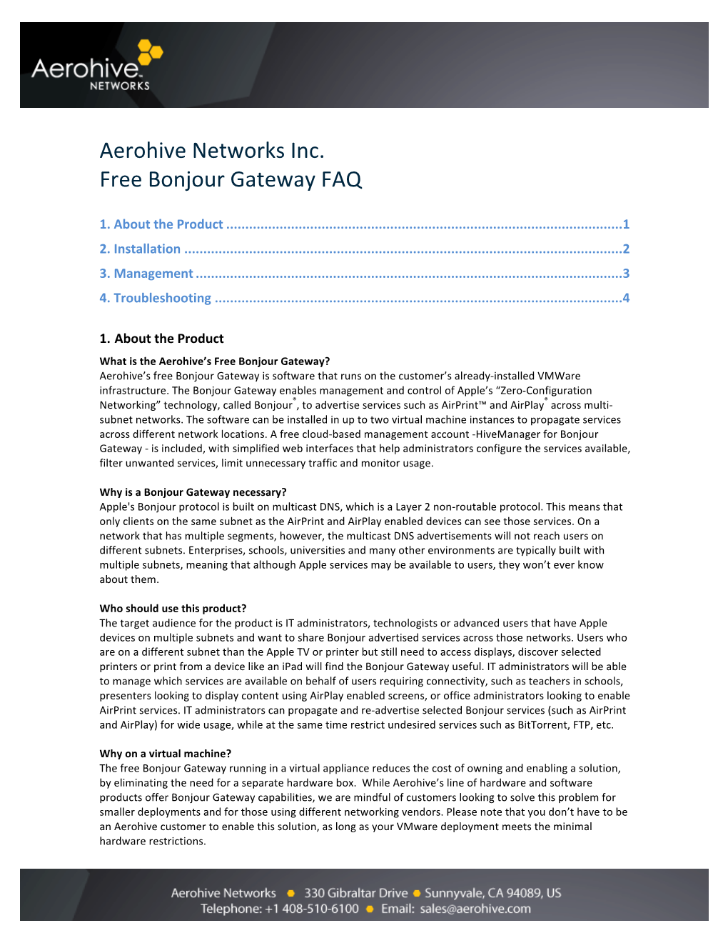 Aerohive Free Bonjour Gateway