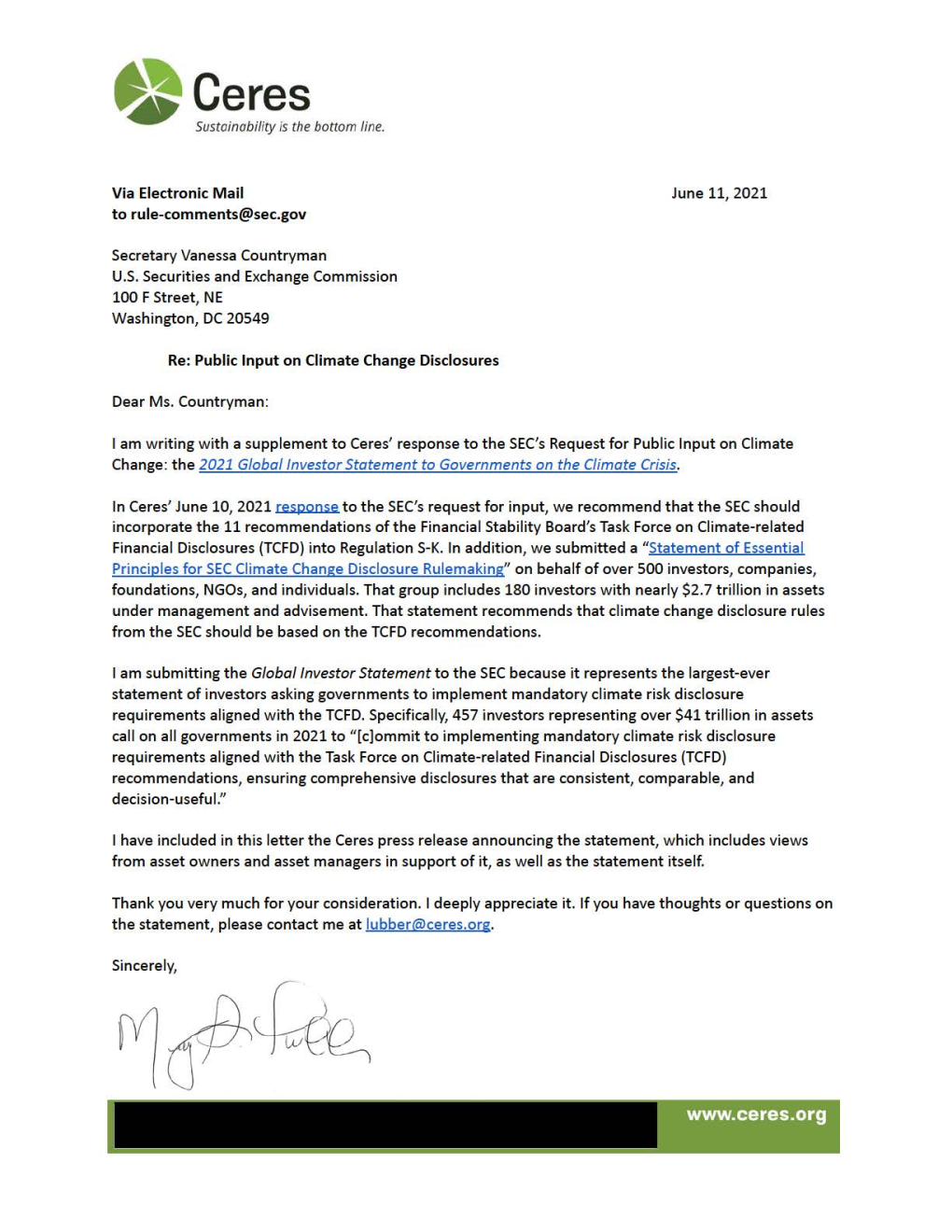 Public Input on Climate Change Disclosures