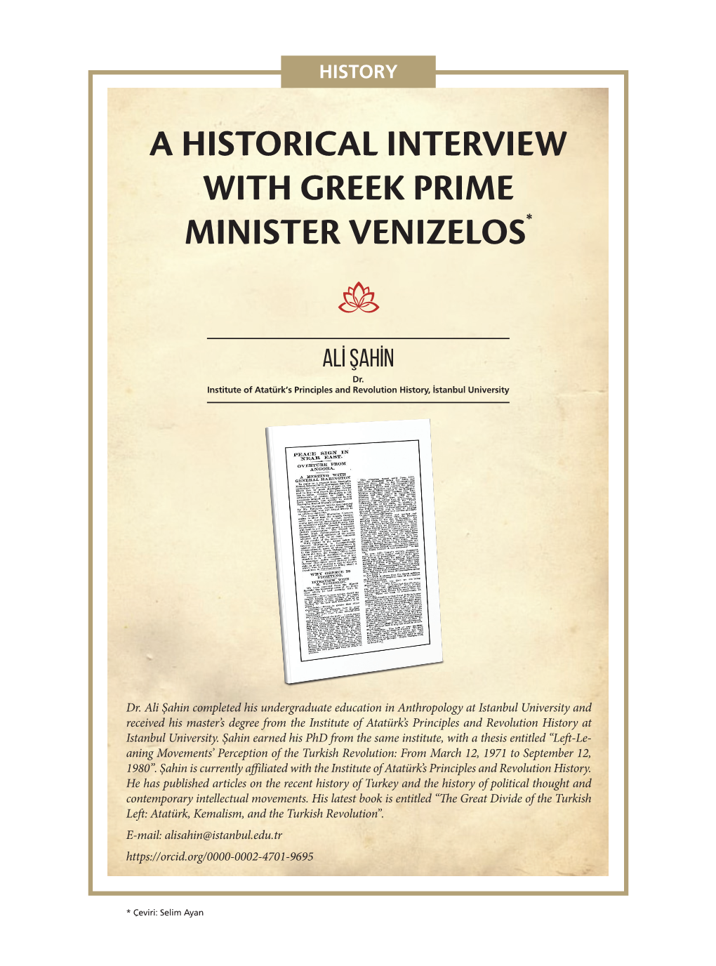 A Historical Interview with Greek Prime Minister Venizelos.Pdf