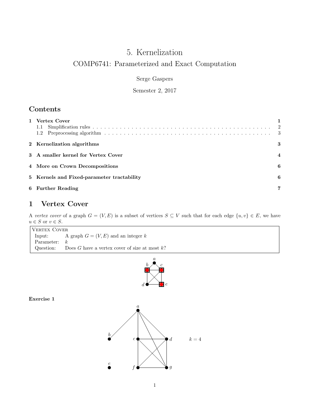 5. Kernelization COMP6741: Parameterized and Exact Computation