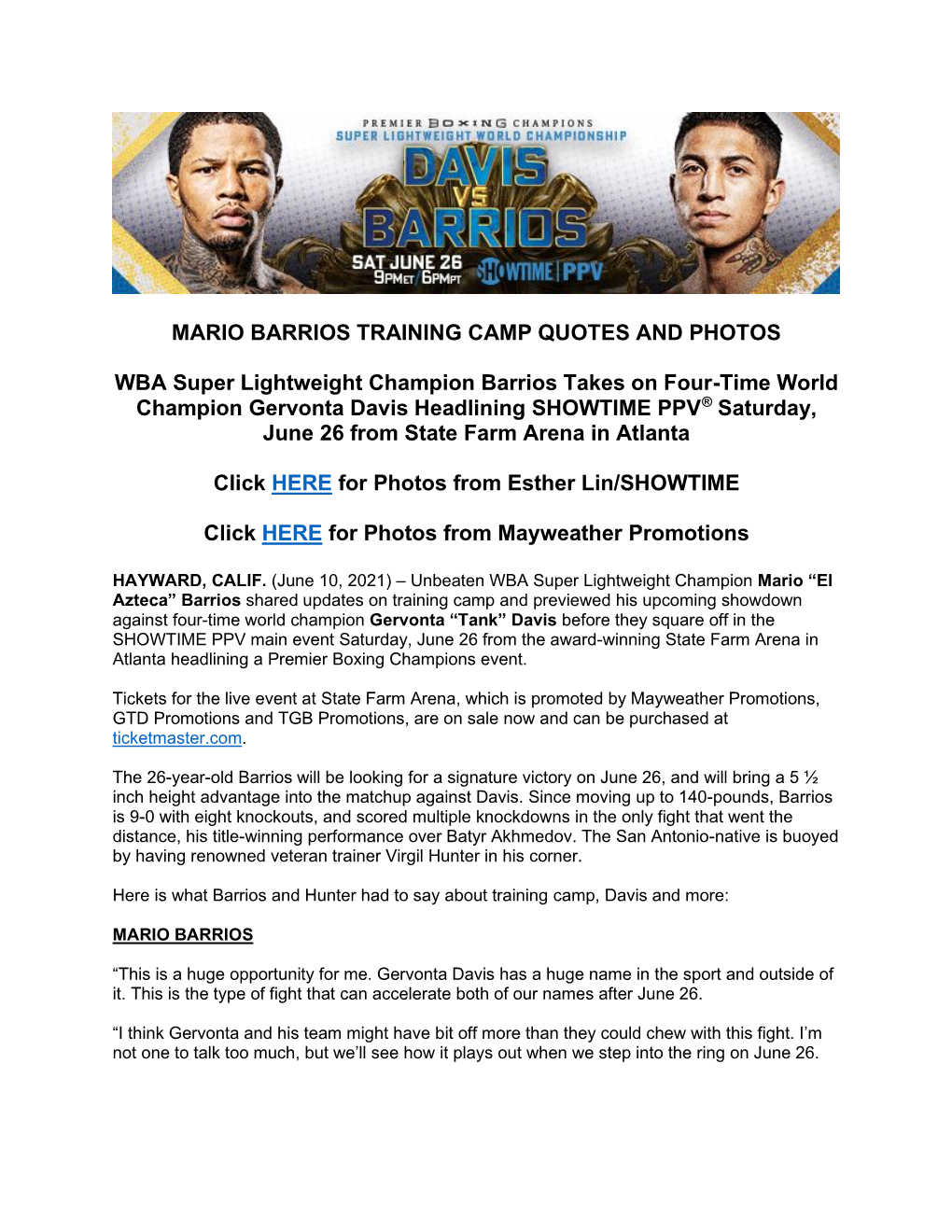 Mario Barrios Training Camp Quotes and Photos