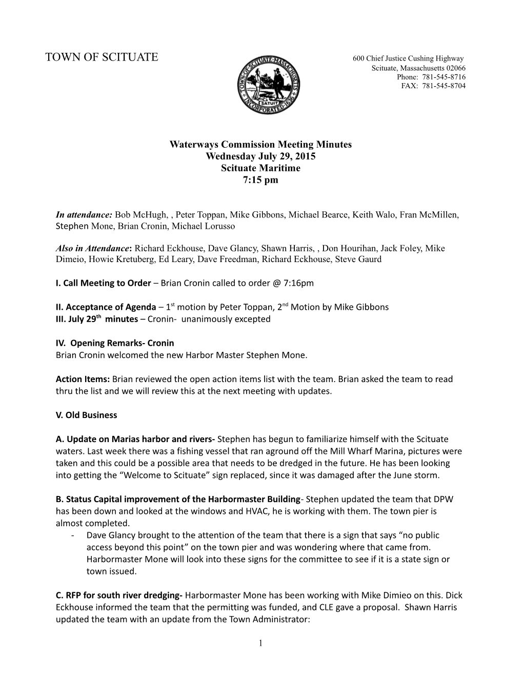 Waterways Commission Meeting Minutes