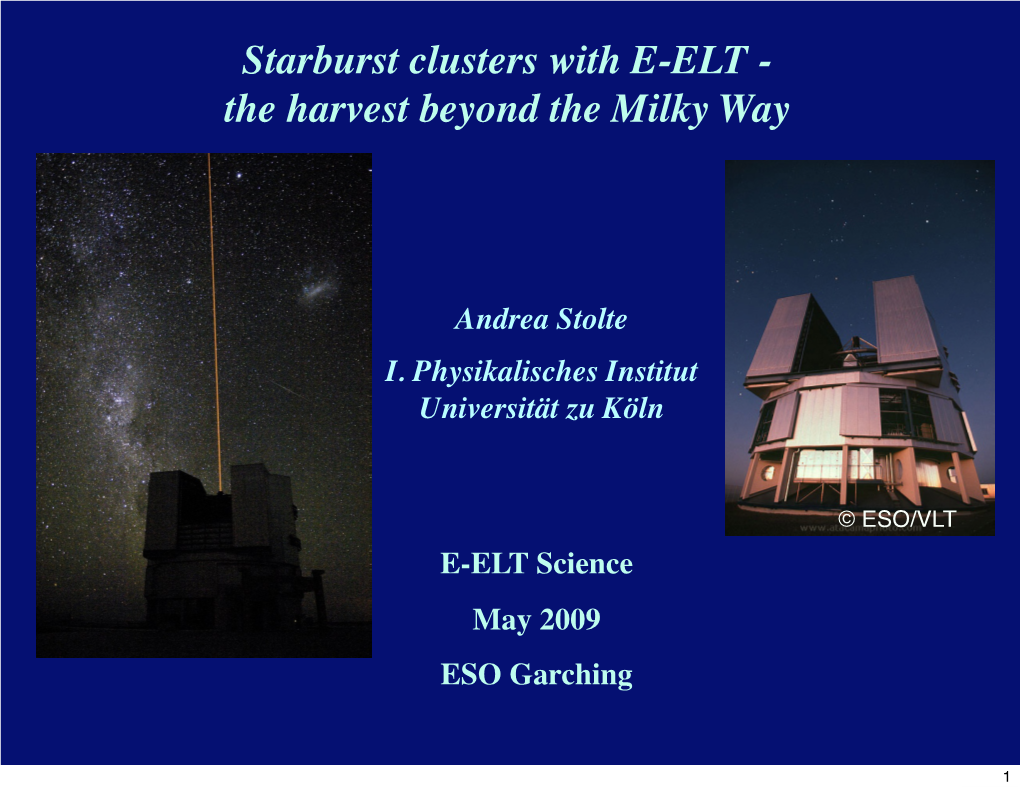 Starburst Clusters with E-ELT - the Harvest Beyond the Milky Way