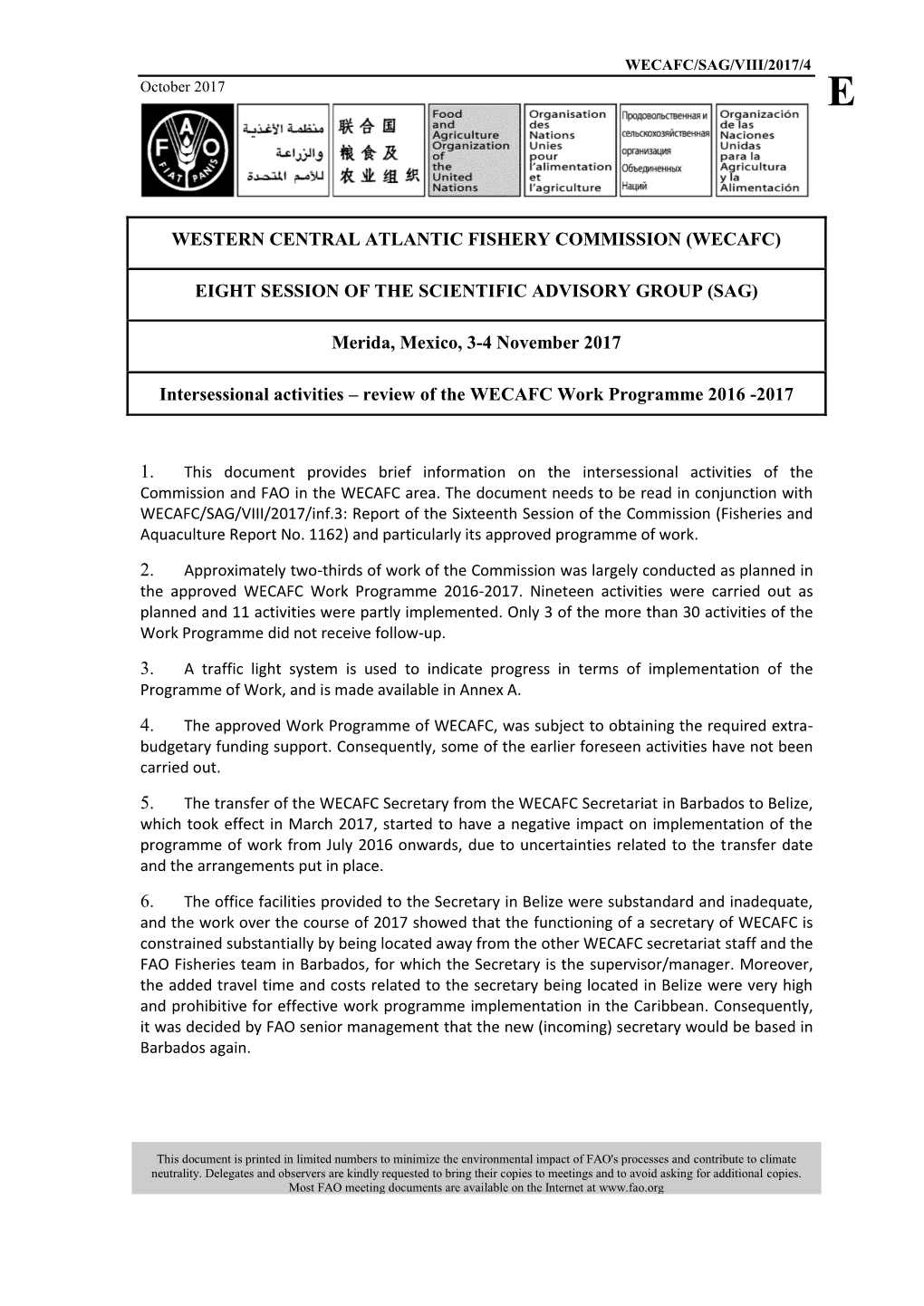 Western Central Atlantic Fishery Commission (Wecafc)