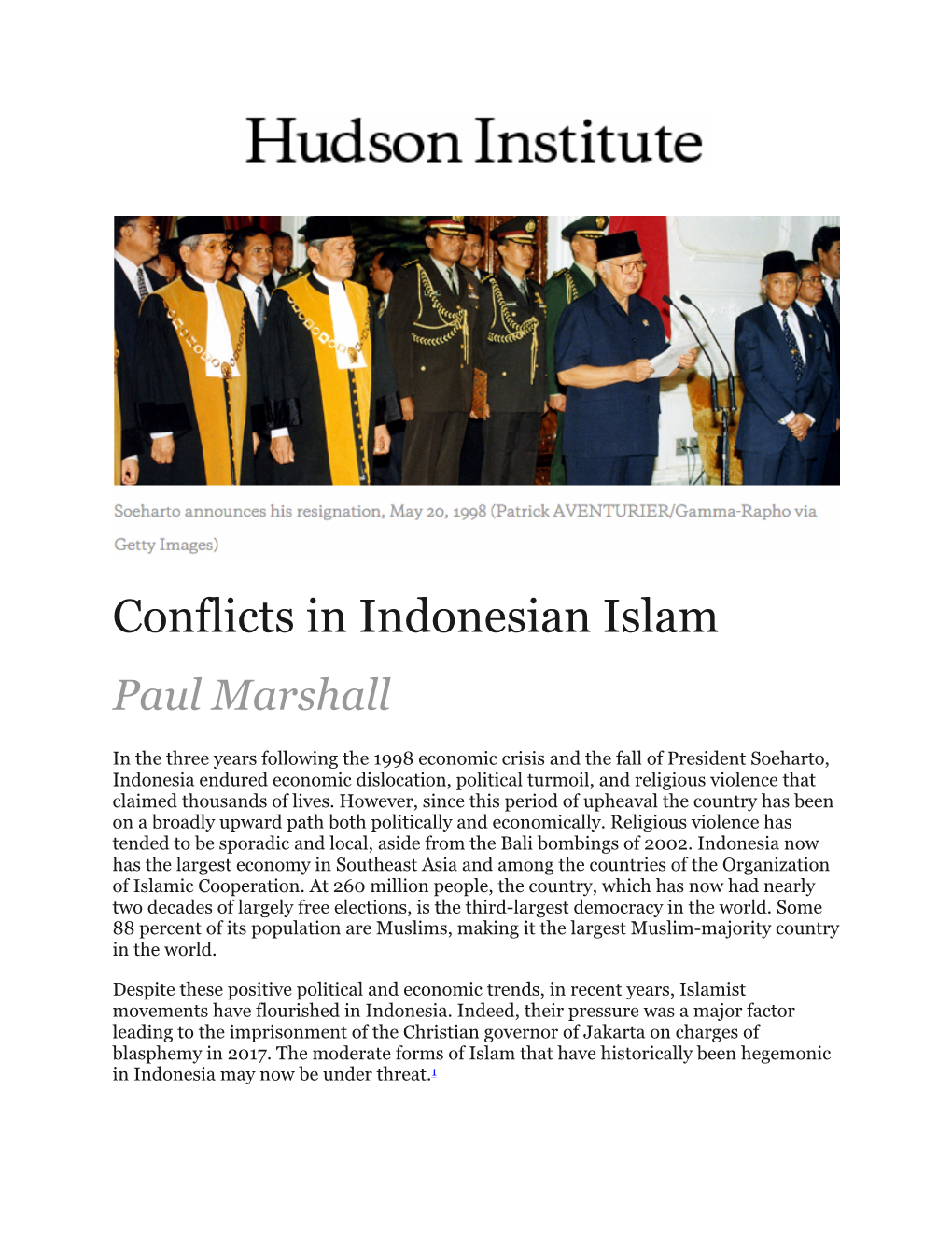 Conflicts in Indonesian Islam Paul Marshall