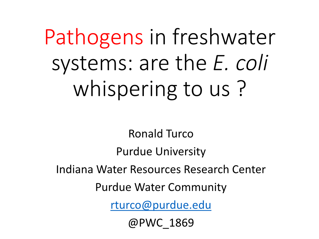 Pathogens and Water