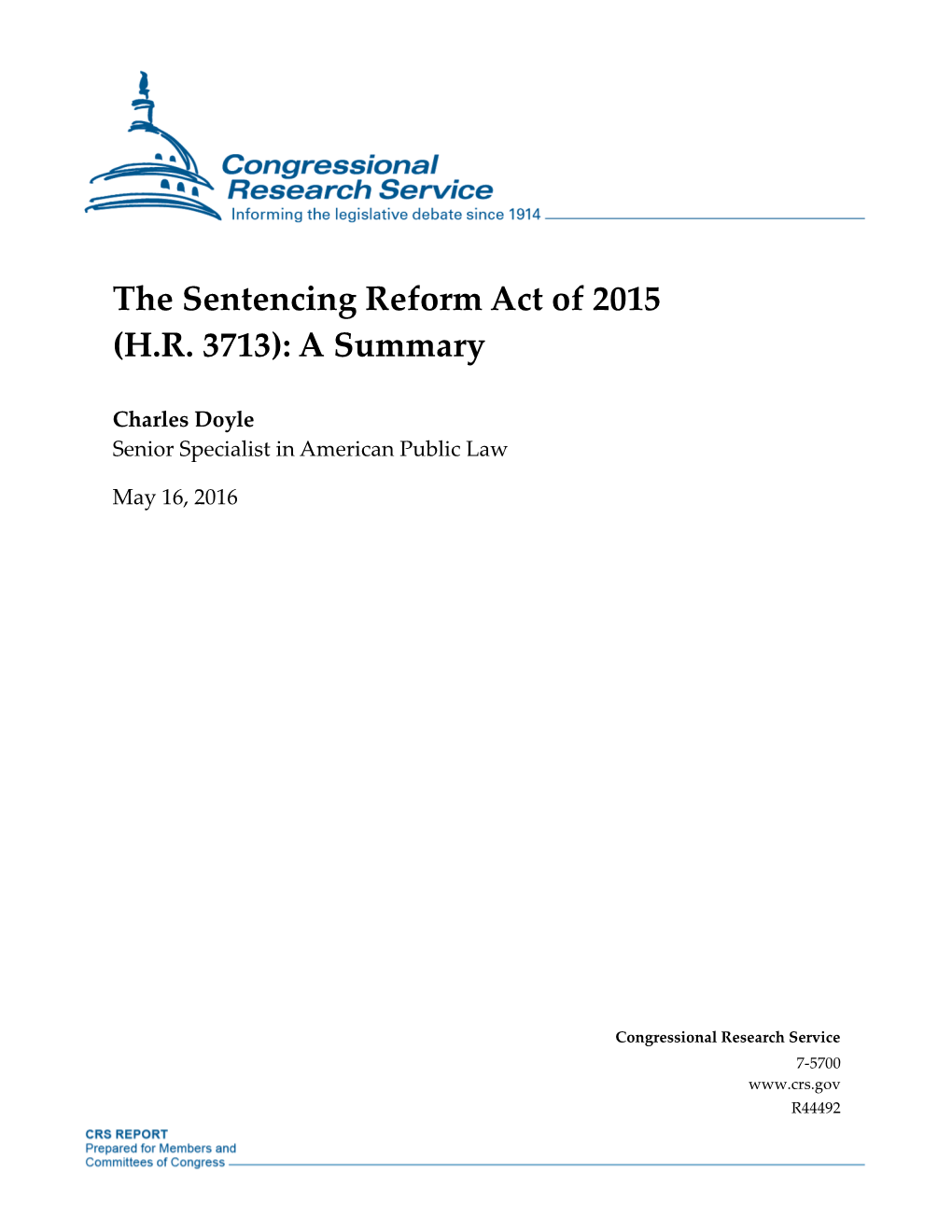 The Sentencing Reform Act of 2015 (H.R