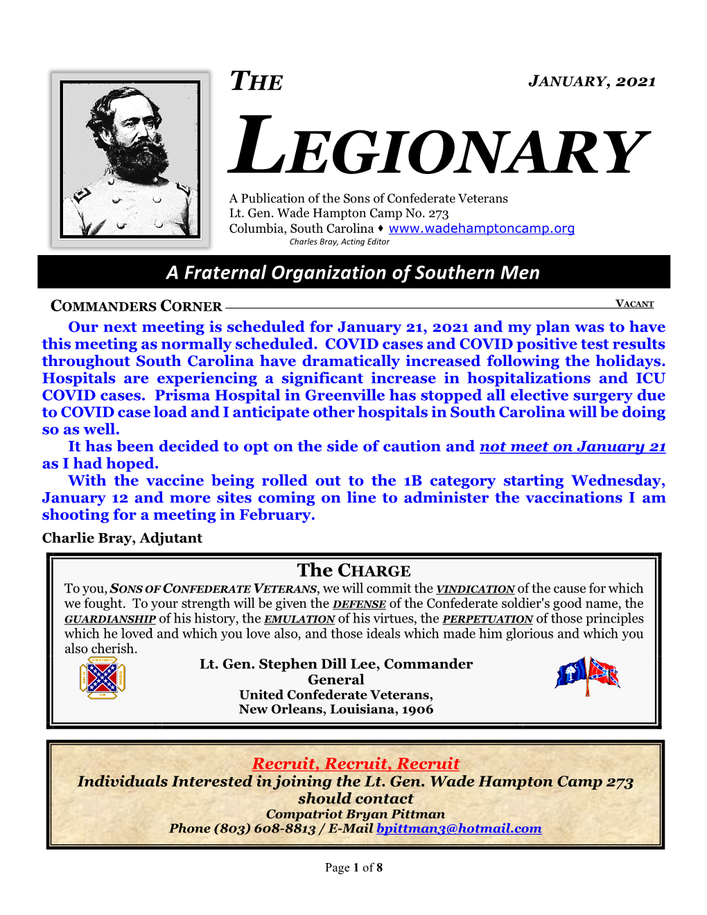 LEGIONARY a Publication of the Sons of Confederate Veterans Lt