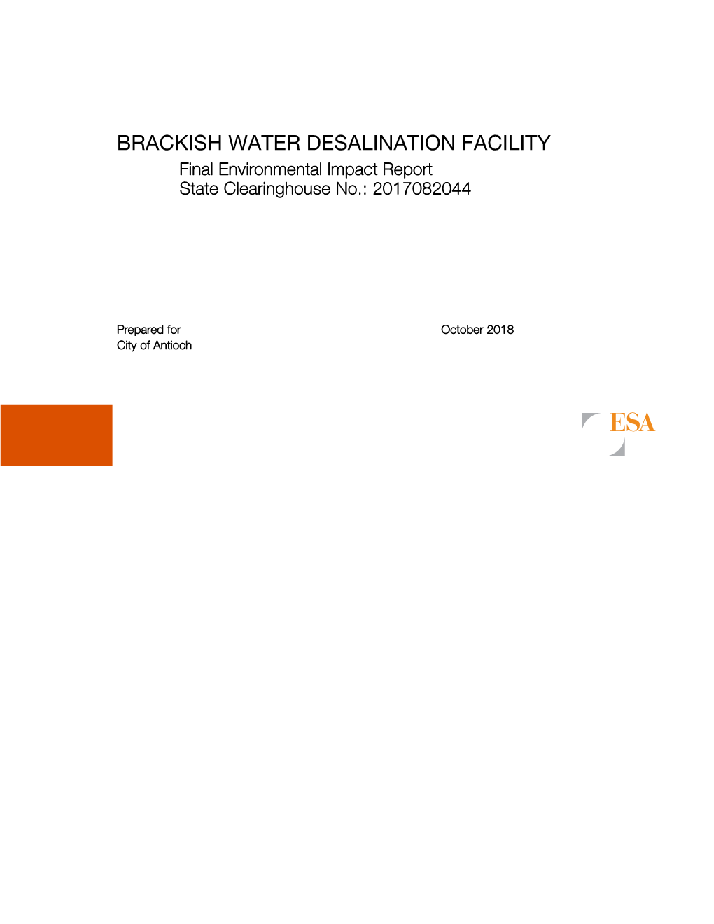 Brackish Water Desalination Project Final EIR