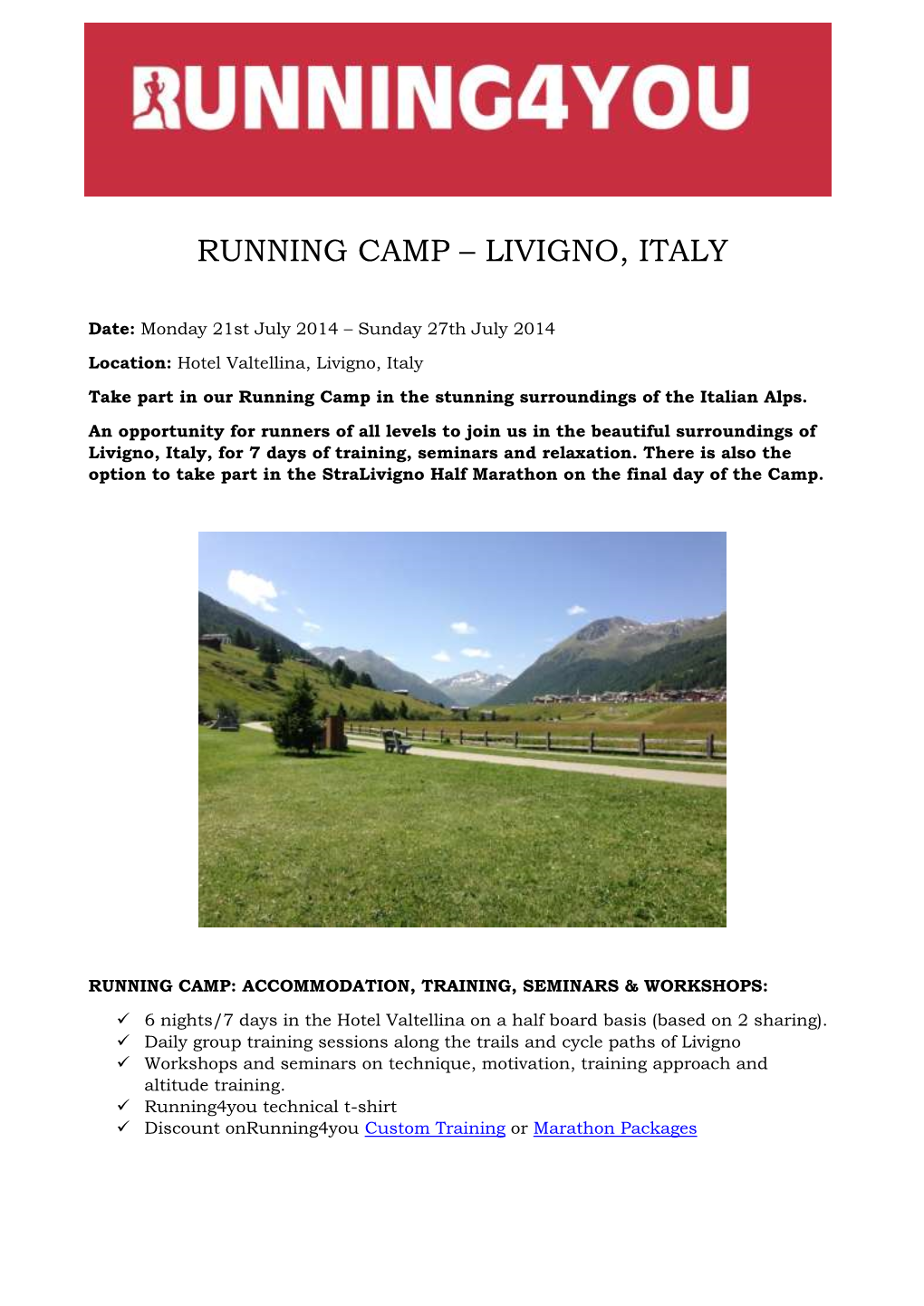 Running Camp – Livigno, Italy