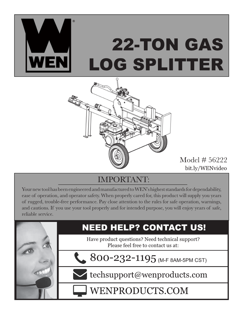 22-Ton Gas Log Splitter