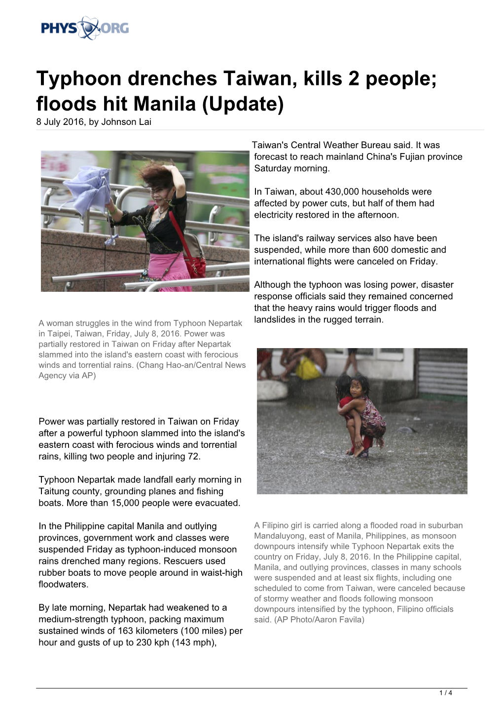 Floods Hit Manila (Update) 8 July 2016, by Johnson Lai