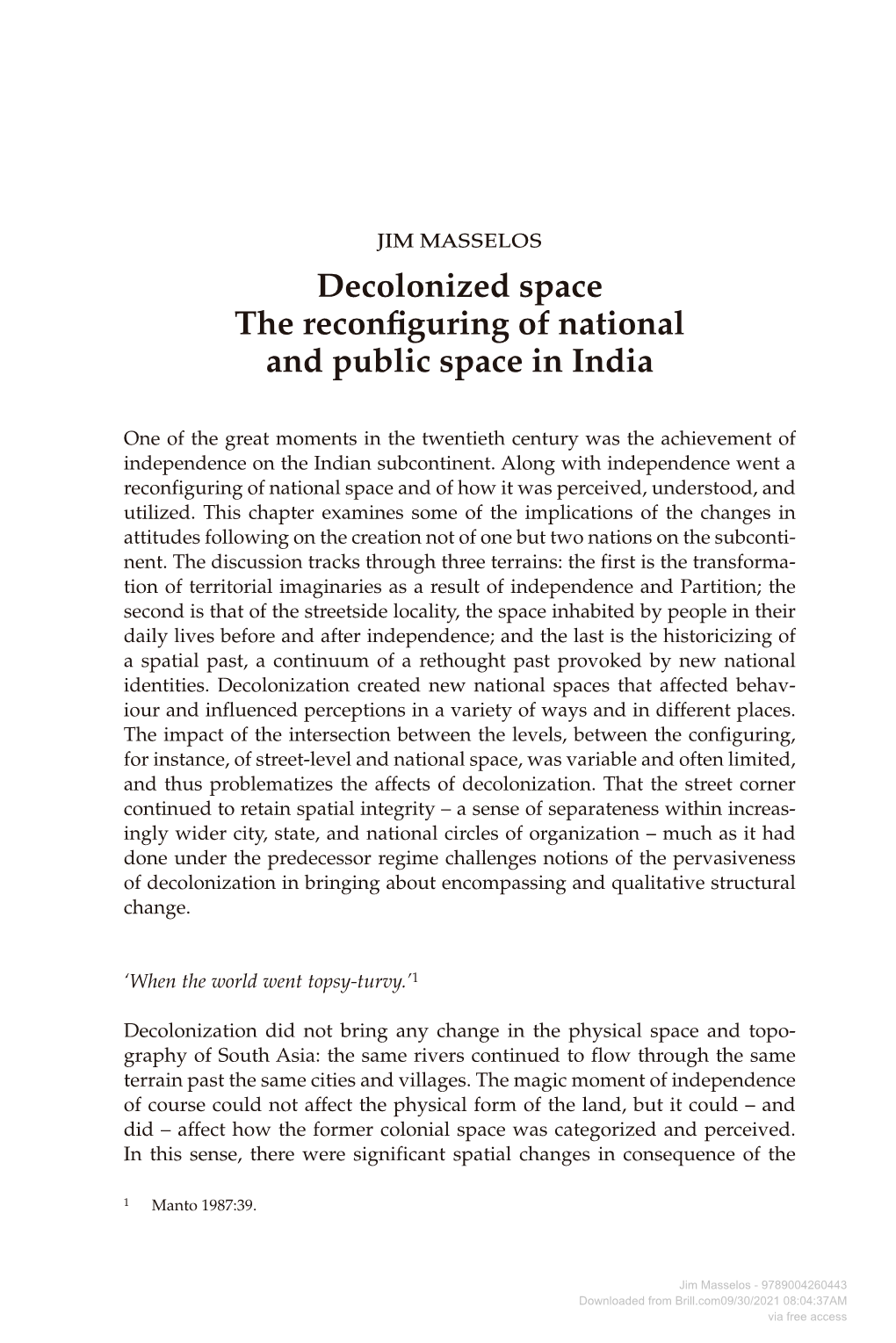 Downloaded from Brill.Com09/30/2021 08:04:37AM Via Free Access 190 Beyond Empire and Nation Moment When Britain Gave up Its Raj Over the Subcontinent