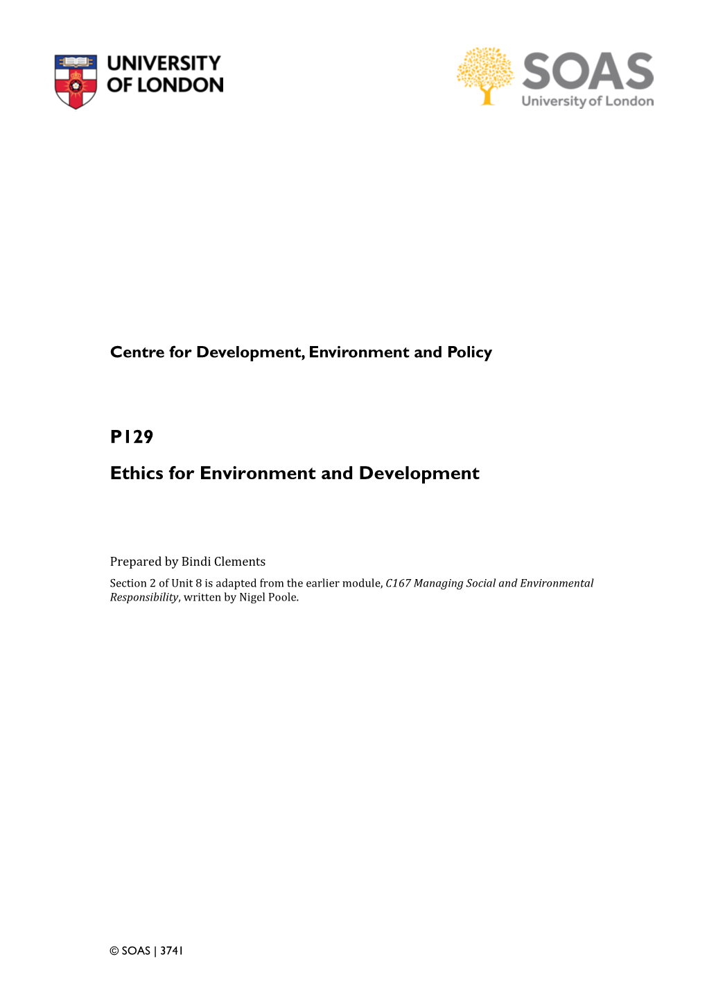 P129 Ethics for Environment and Development