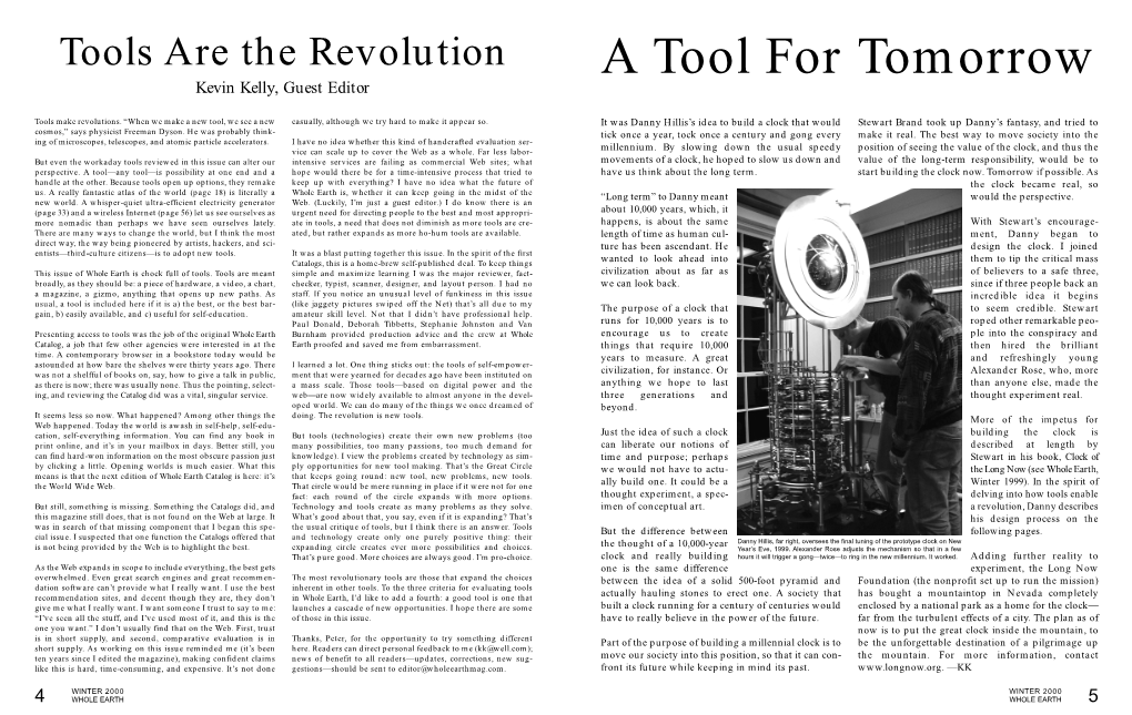 A Tool for Tomorrow Kevin Kelly, Guest Editor