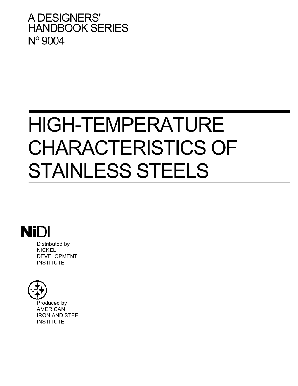 High-Temperature Characteristics of Stainless Steels