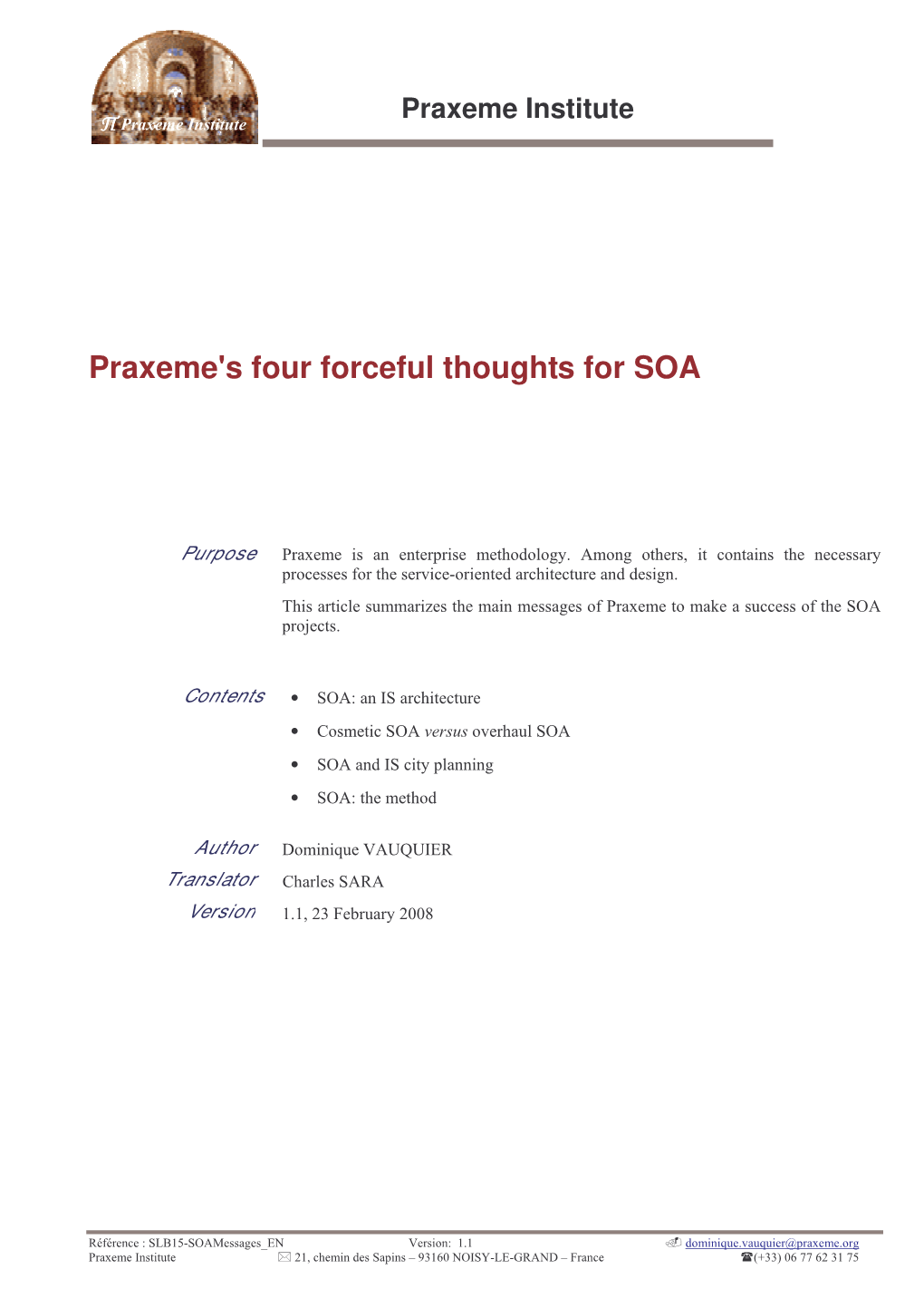 Praxeme's Four Forceful Thoughts for SOA