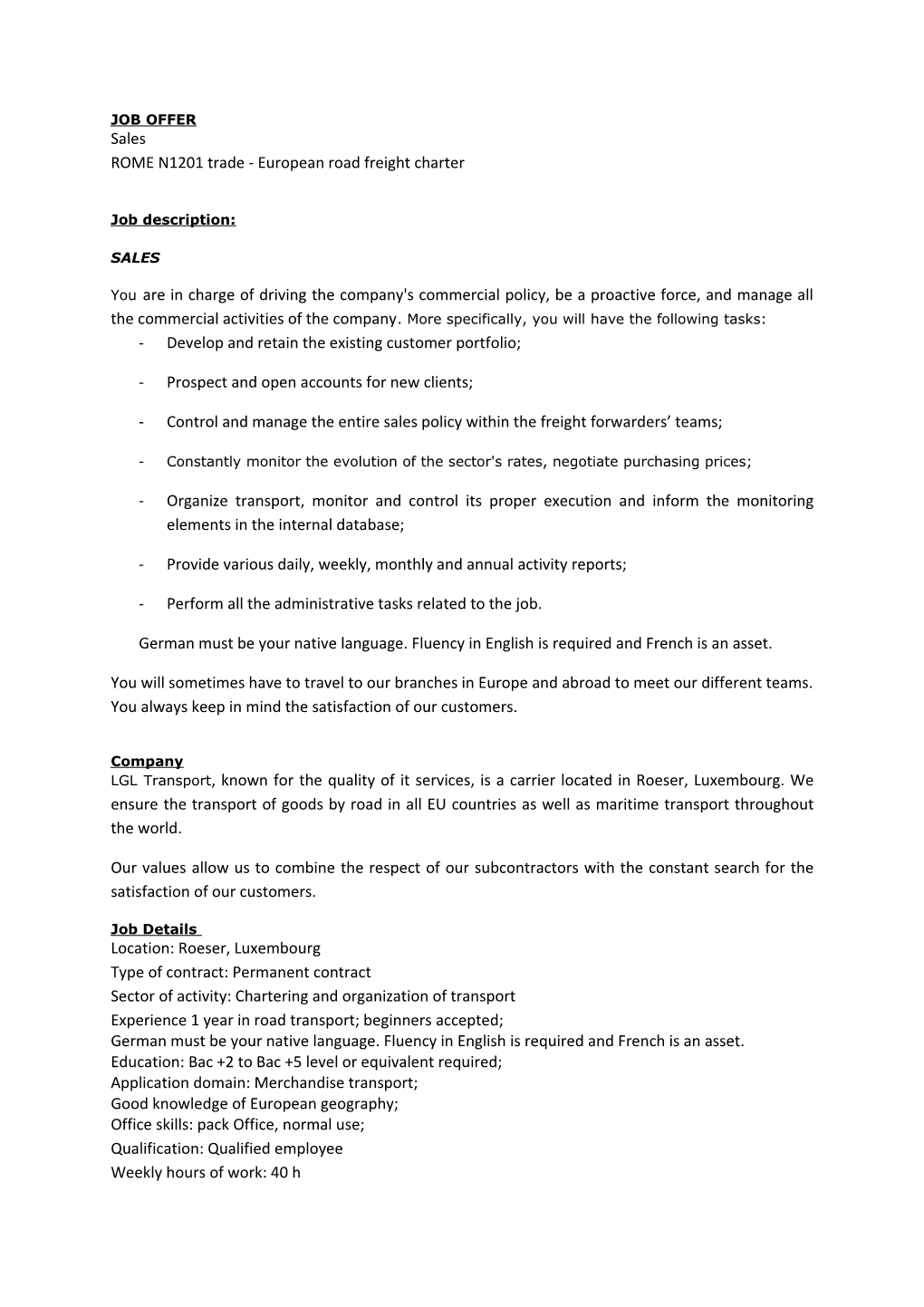 ROME N1201 Trade - European Road Freight Charter